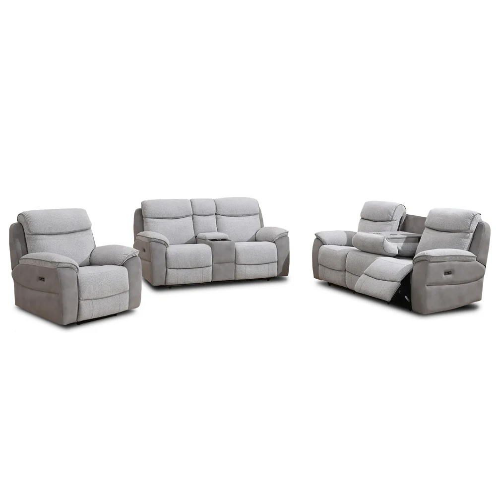 Asher - 3+2+1 Grey Electric Recliner Suite