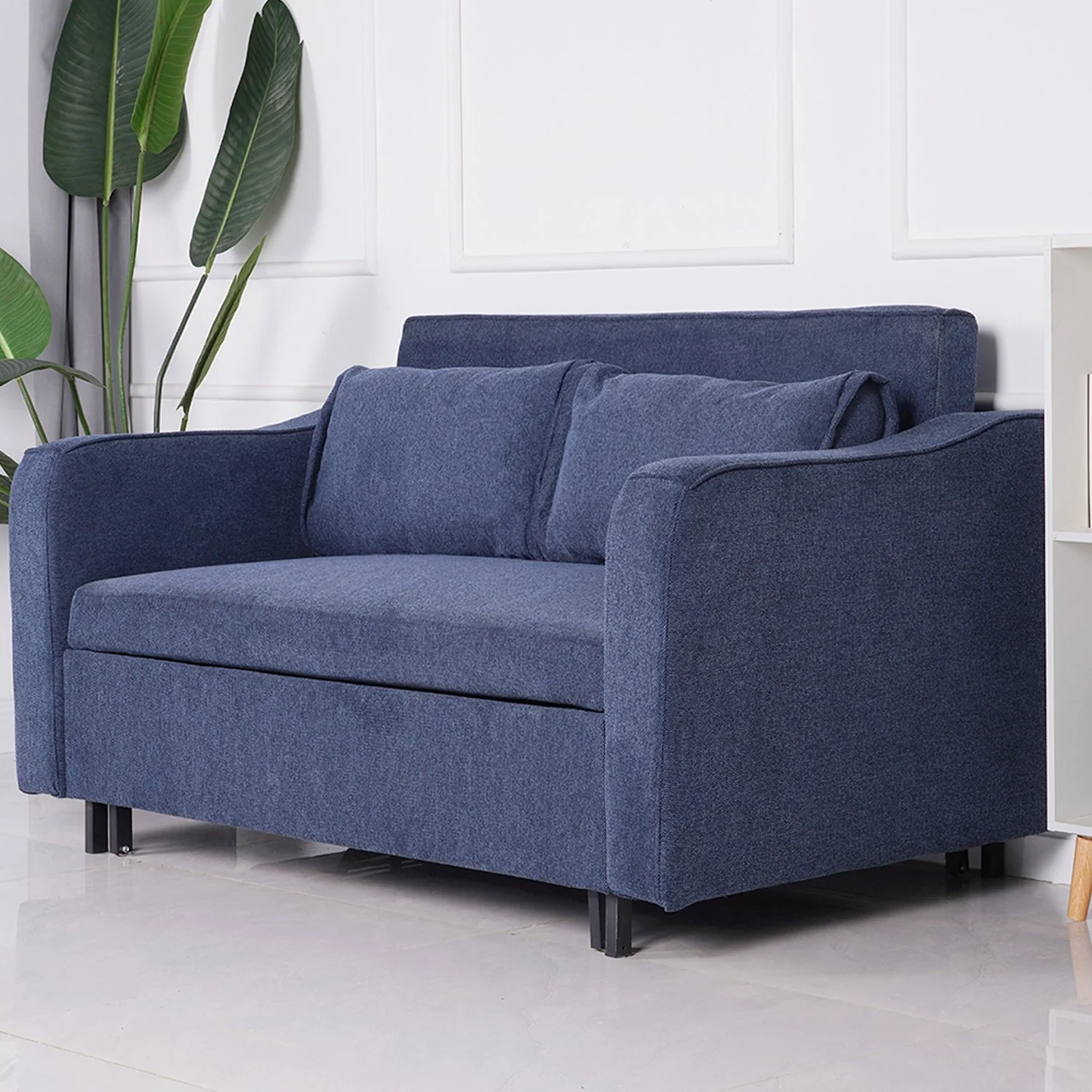 Aspen - Denim Blue Fabric 2 Seater Sofa Bed - Image 3