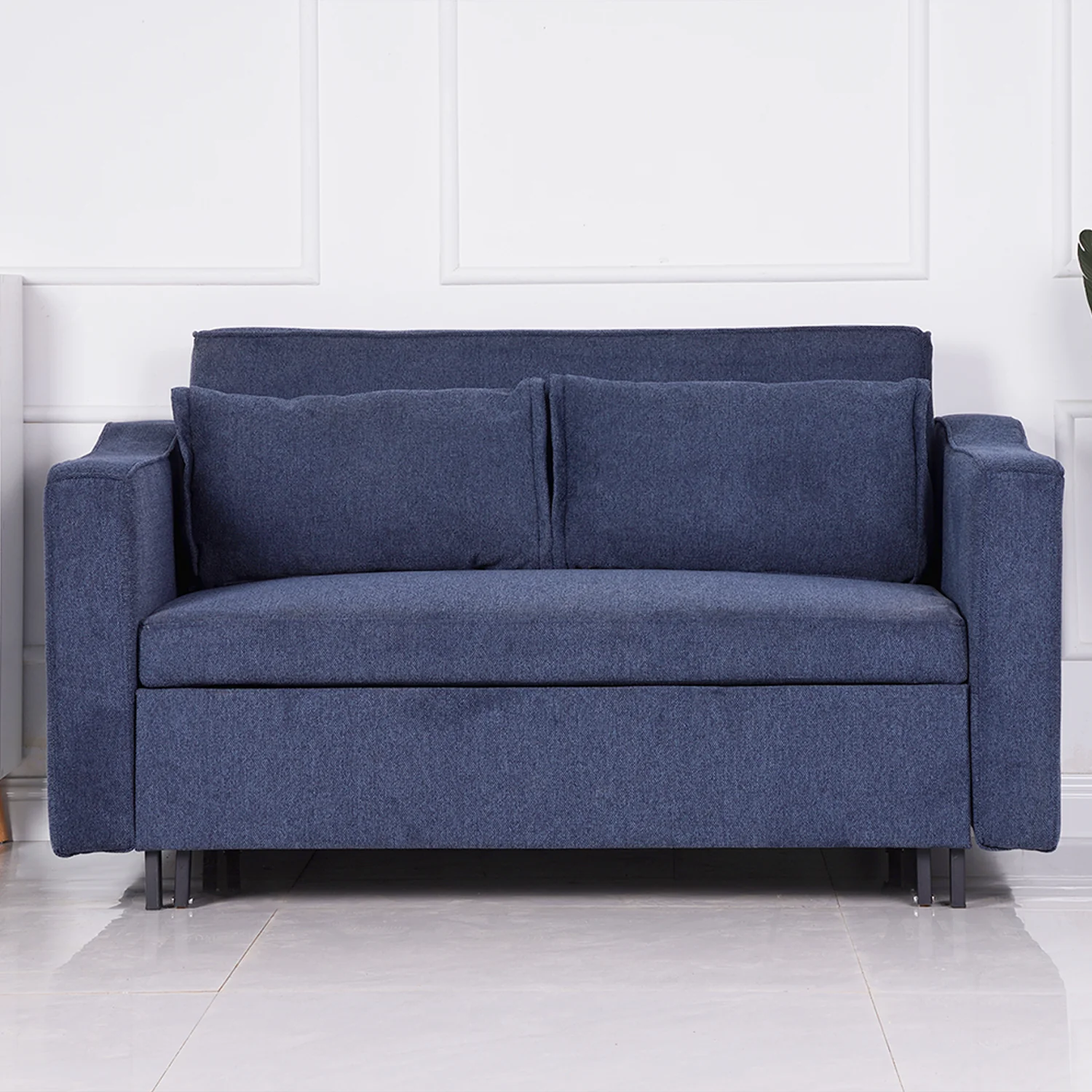 Aspen - Denim Blue Fabric 2 Seater Sofa Bed - Image 4