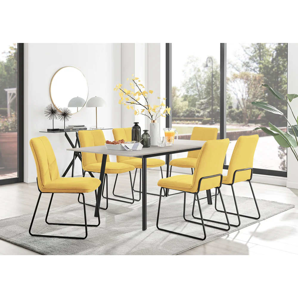 Avery - Extending Dining Table & Halle Mustard Fabric Dining Chairs - Image 2