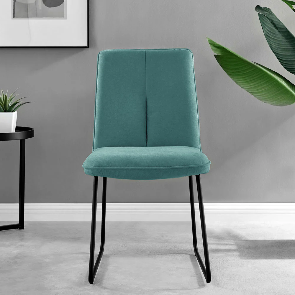 Halle - Turquoise Fabric Black Leg Dining Chair - Image 4