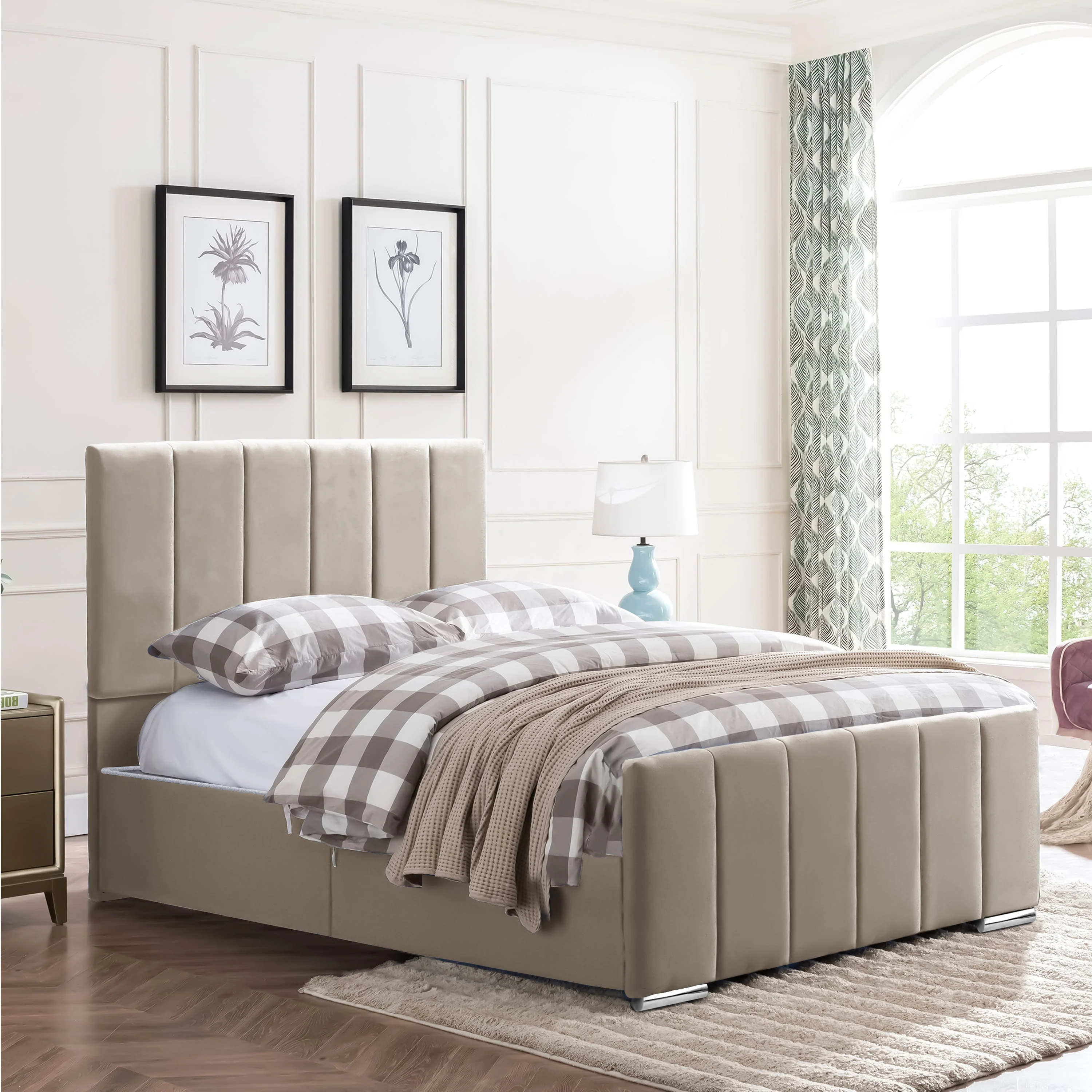 Brook - Vertical Lines Plush Velvet Divan Bed | 4ft Small Double - Image 10