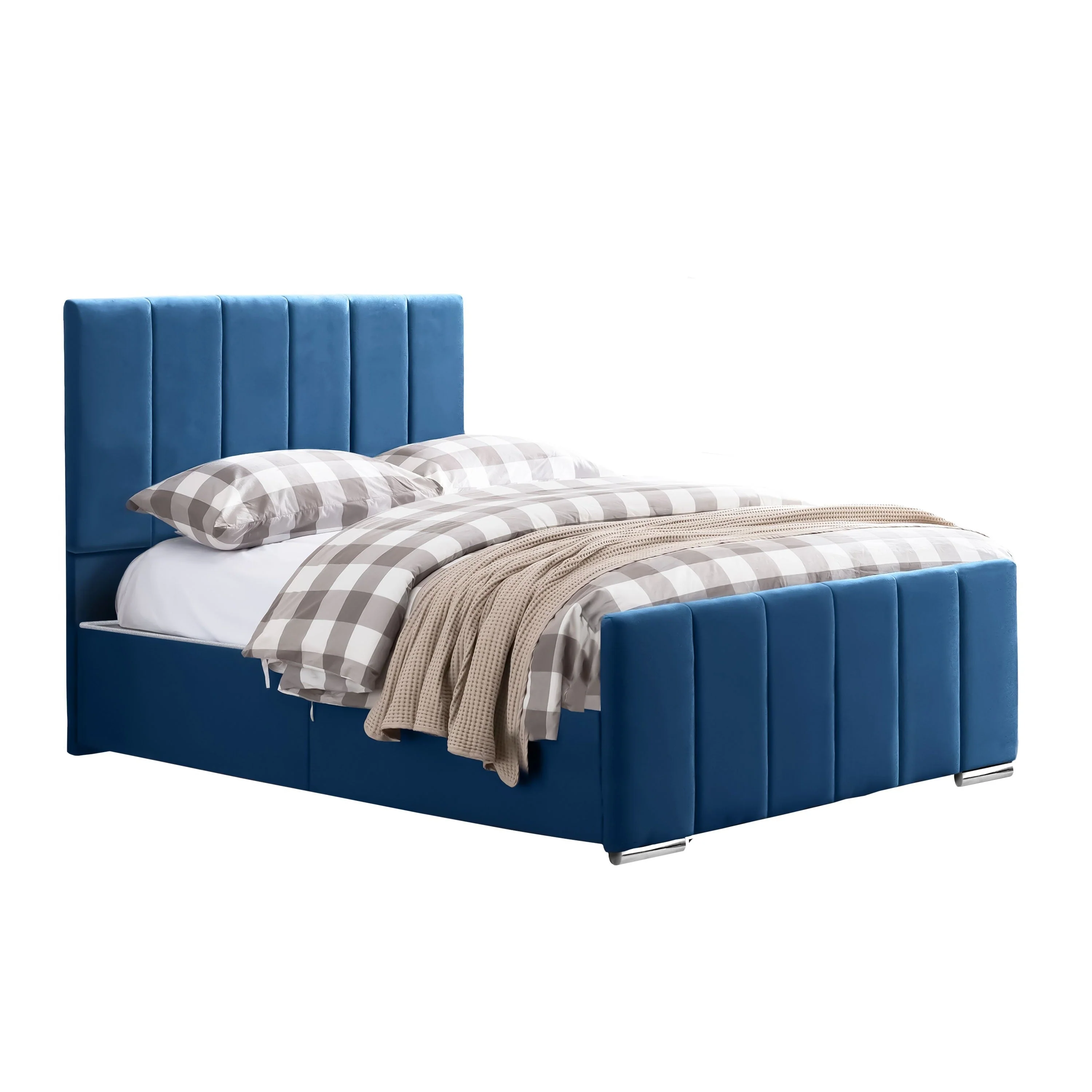 Brook - Vertical Lines Plush Velvet Divan Bed | 4ft Small Double - Image 13