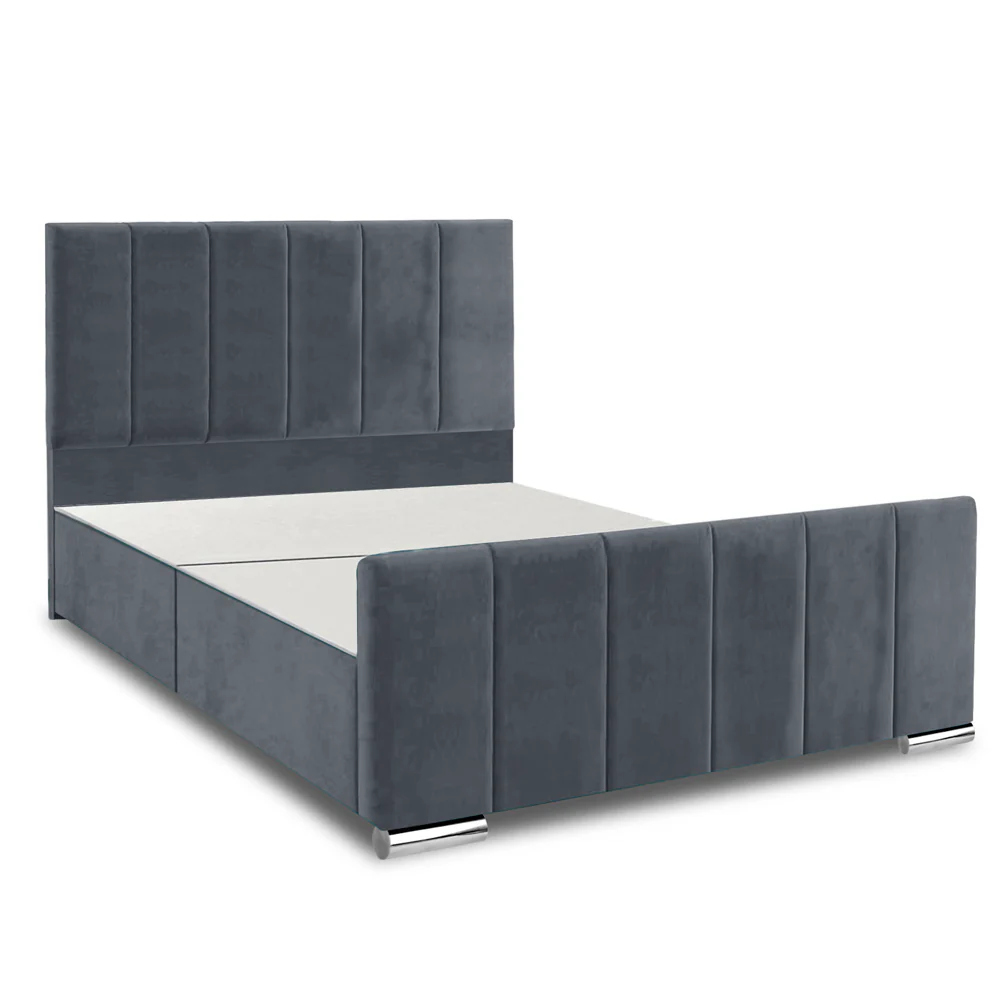 Brook - Vertical Lines Plush Velvet Divan Base | 5ft Kingsize - Image 4