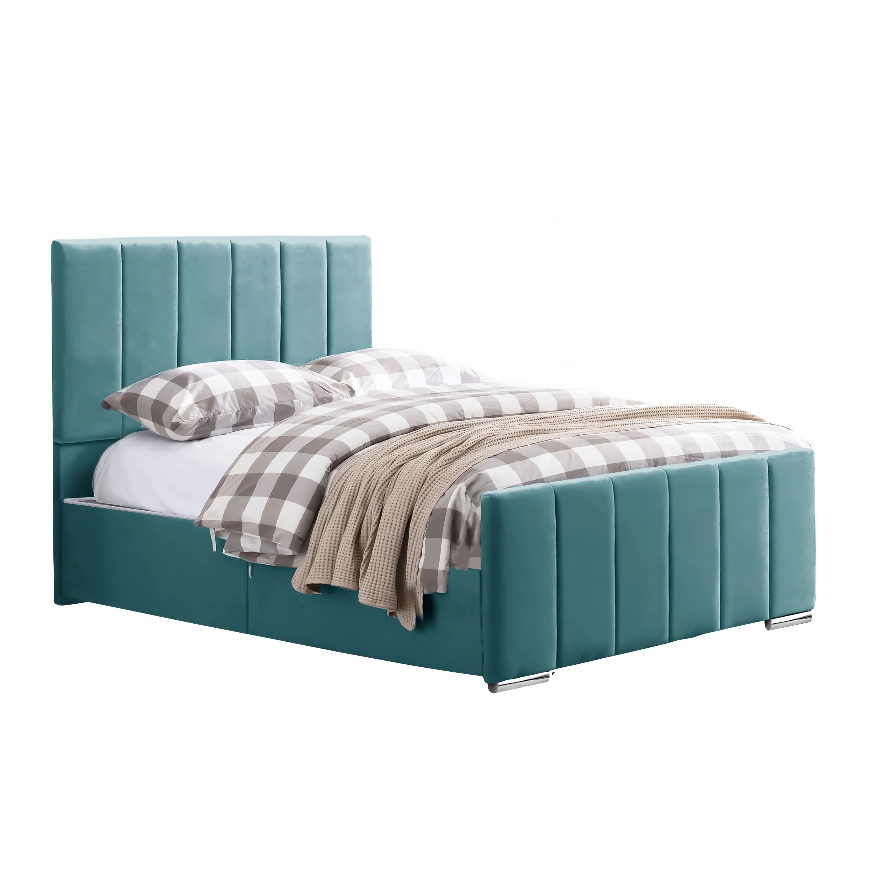 Brook - Vertical Lines Plush Velvet Divan Bed | 5ft Kingsize - Image 11