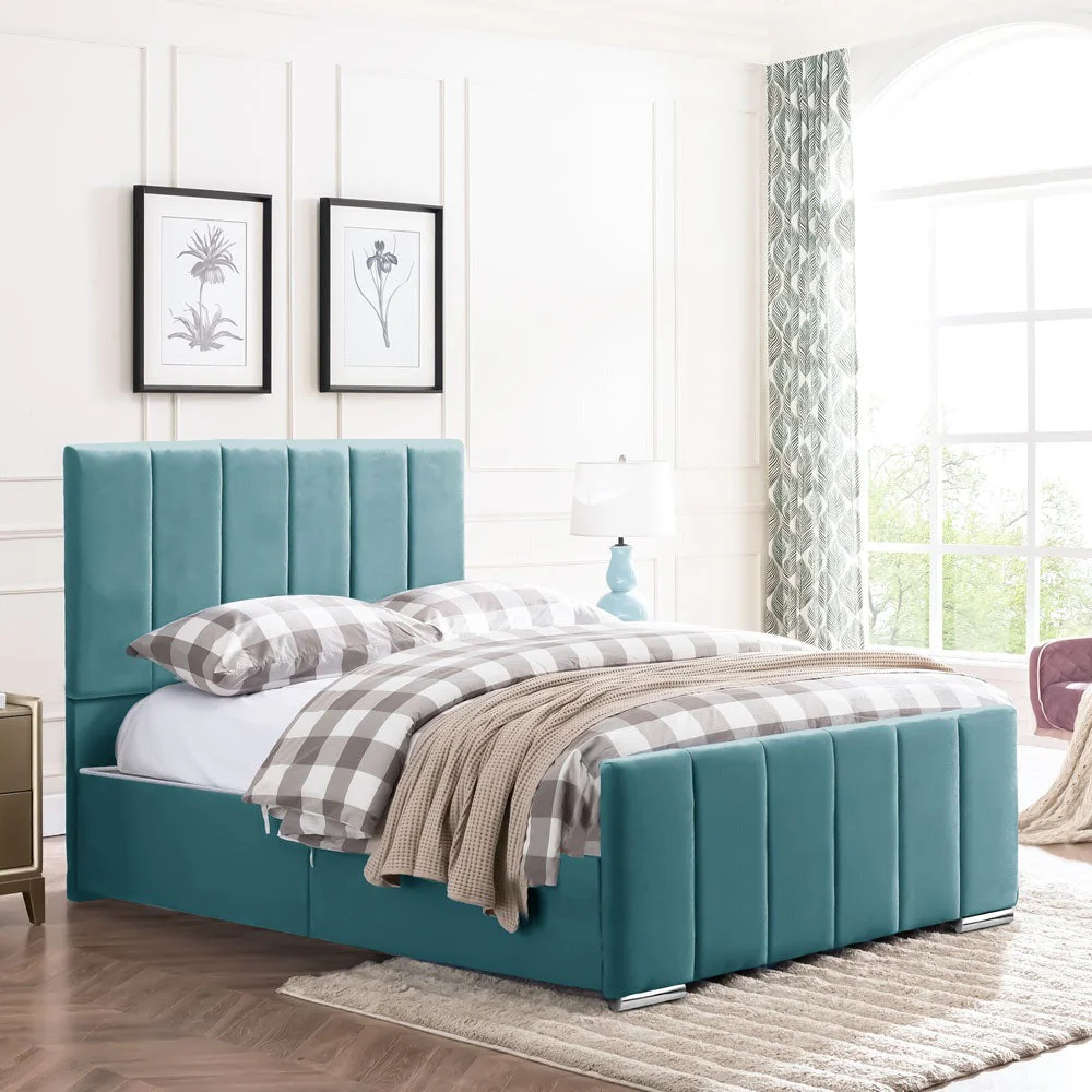 Brook - Vertical Lines Plush Velvet Divan Bed | 5ft Kingsize - Image 12