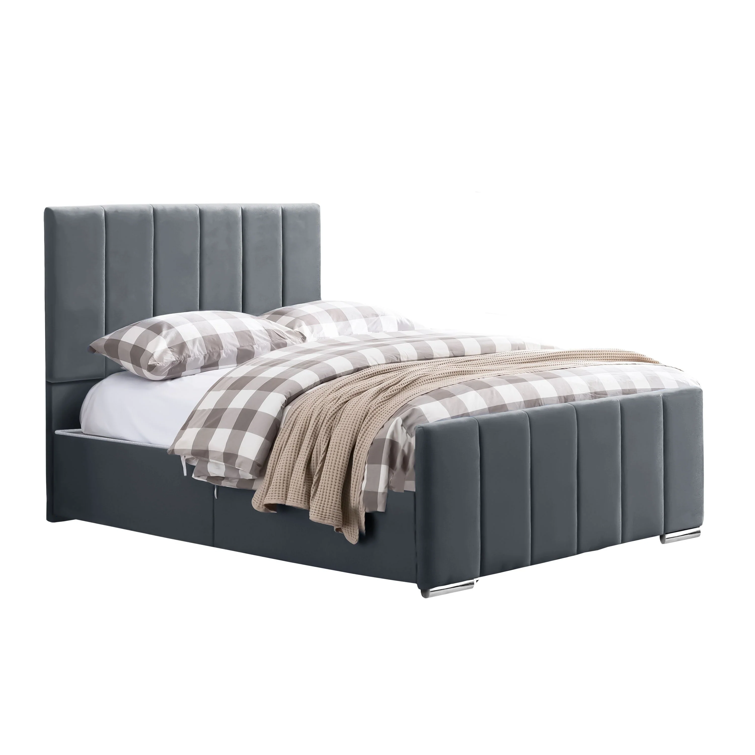Brook - Vertical Lines Plush Velvet Divan Bed | 5ft Kingsize - Image 3