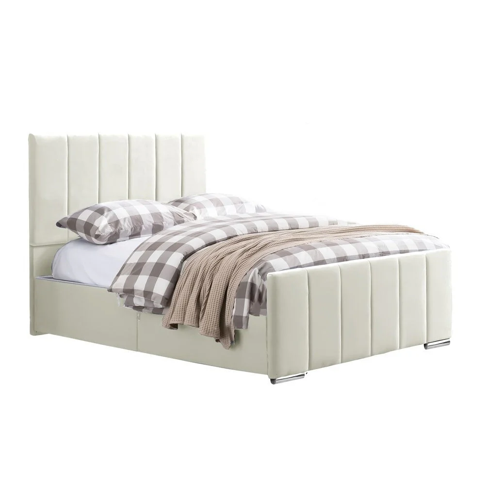 Brook - Vertical Lines Plush Velvet Divan Bed | 5ft Kingsize - Image 5