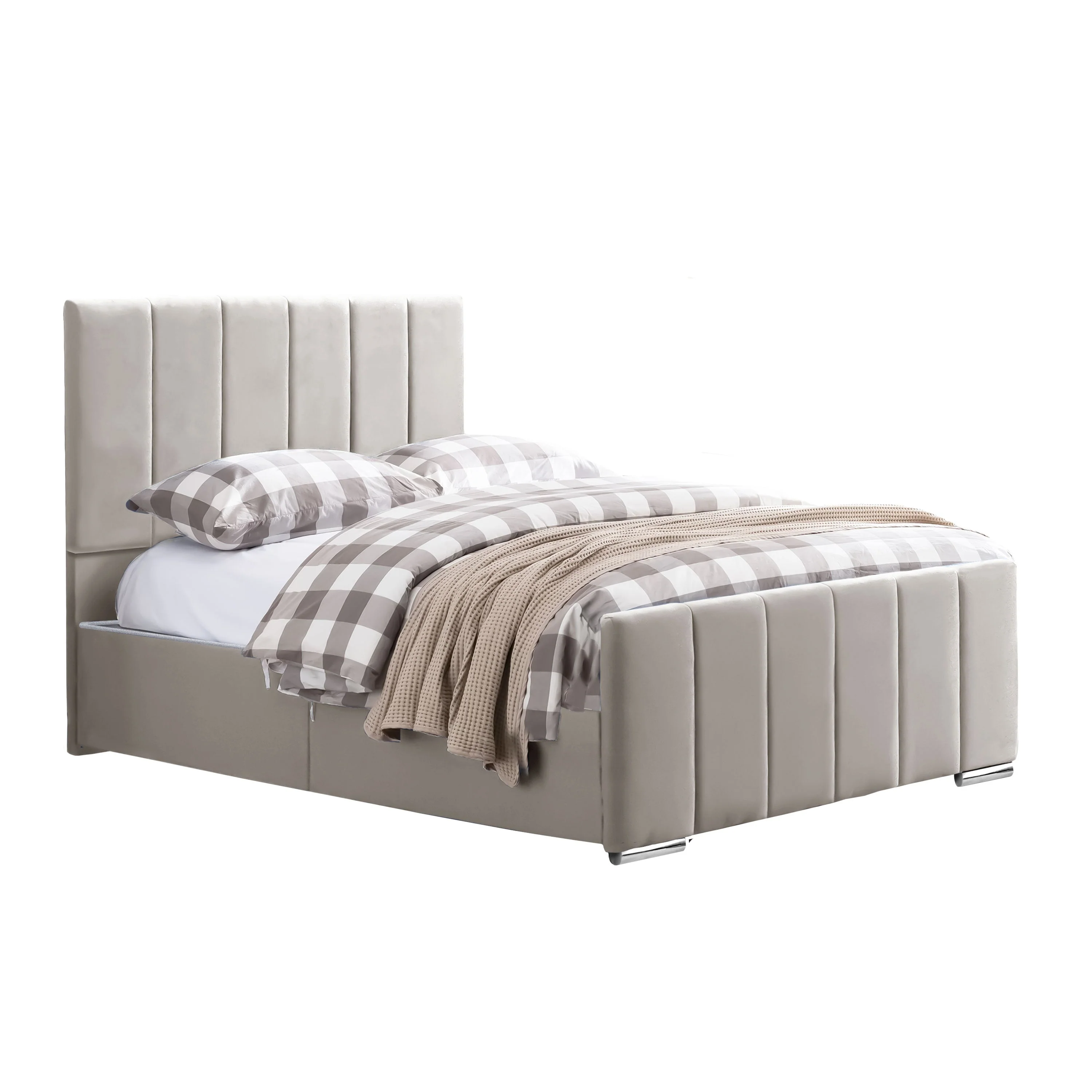 Brook - Vertical Lines Plush Velvet Divan Bed | 5ft Kingsize - Image 7