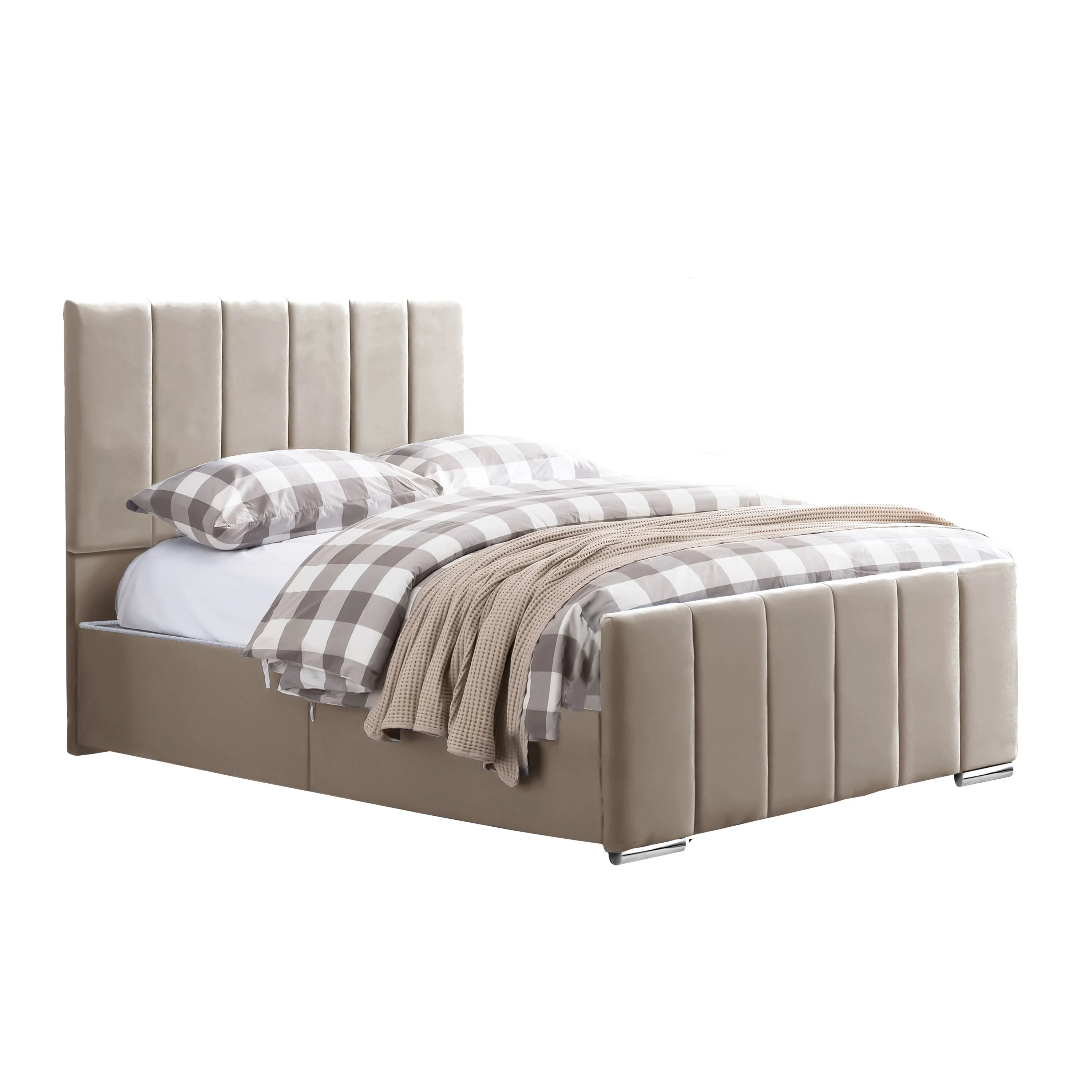 Brook - Vertical Lines Plush Velvet Divan Bed | 5ft Kingsize - Image 9