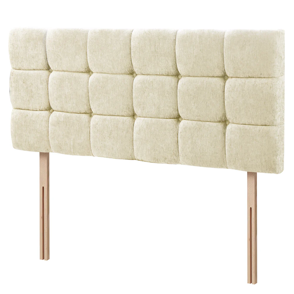 Chenille- Cubed Buttoned Small Double Headboard (4ft) - Image 5