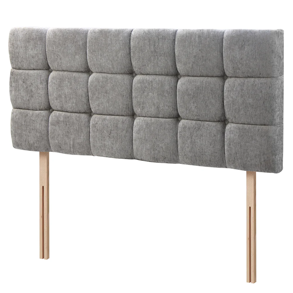Chenille - Cubed Buttoned King Size Headboard (5ft)