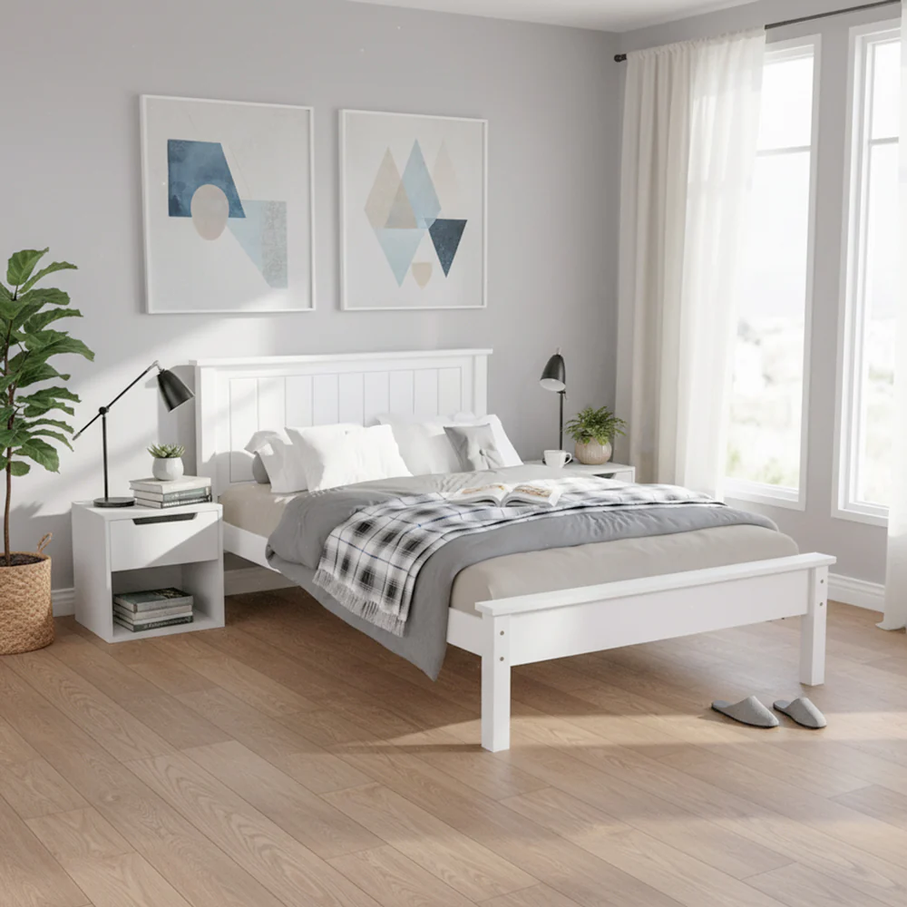 Chester - White Double Bed & Mattress ( 4ft6 ) - Image 2