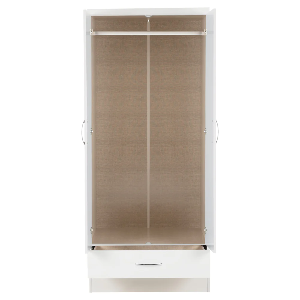 Nevada 2DR Wardrobe White with Mirror - Image 4