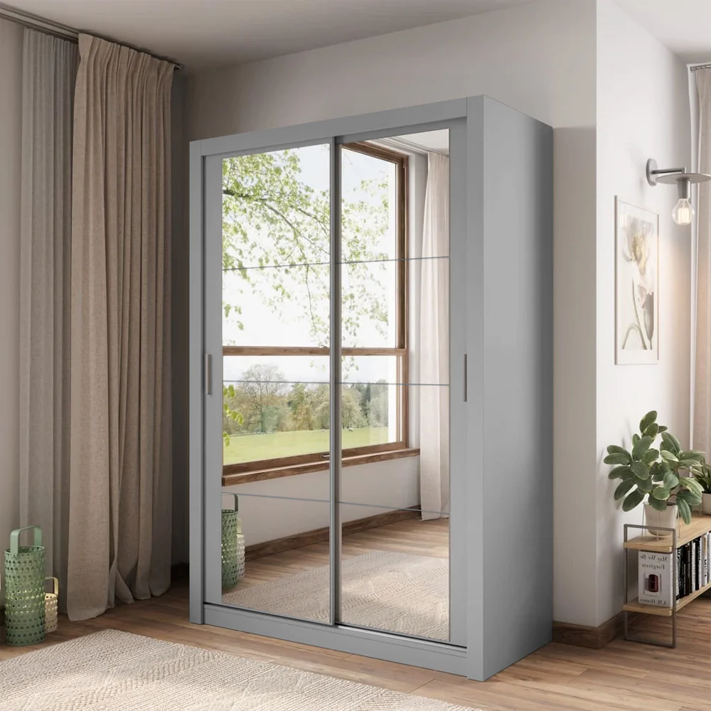 Cuba 1.2m 2DR Sliding Wardrobe Grey - Image 4