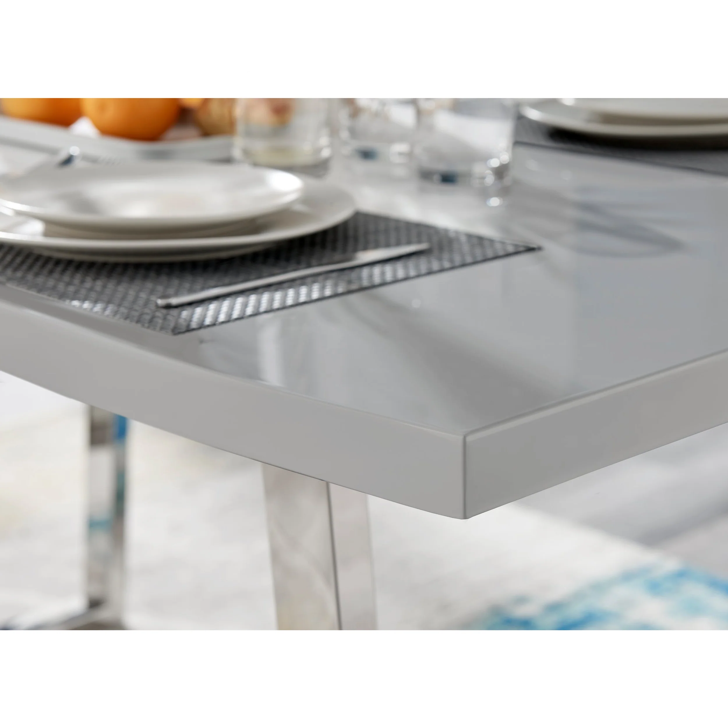 Dunloe - 120cm Grey High Gloss Dining Table - Image 3