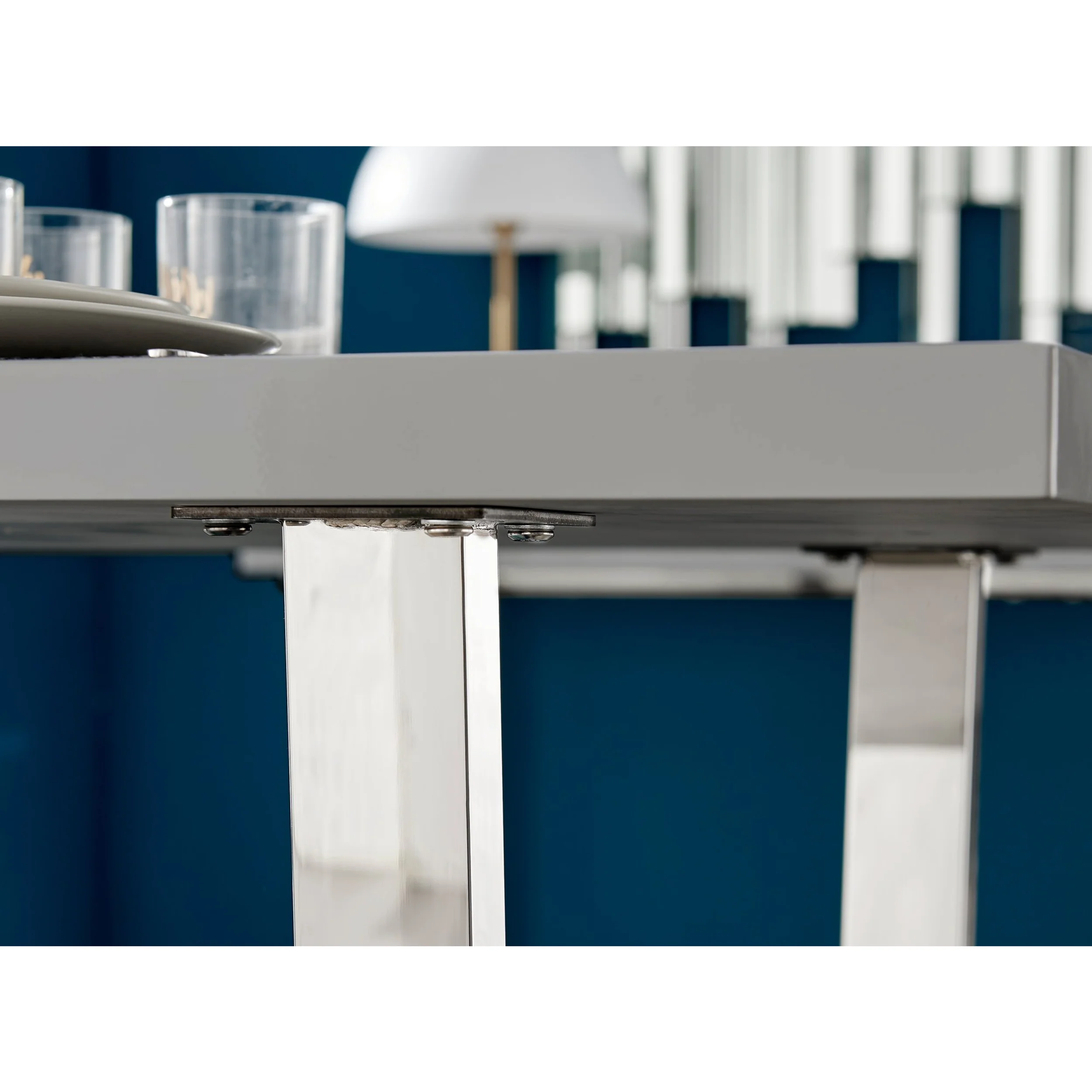 Dunloe - 120cm Grey High Gloss Dining Table - Image 5