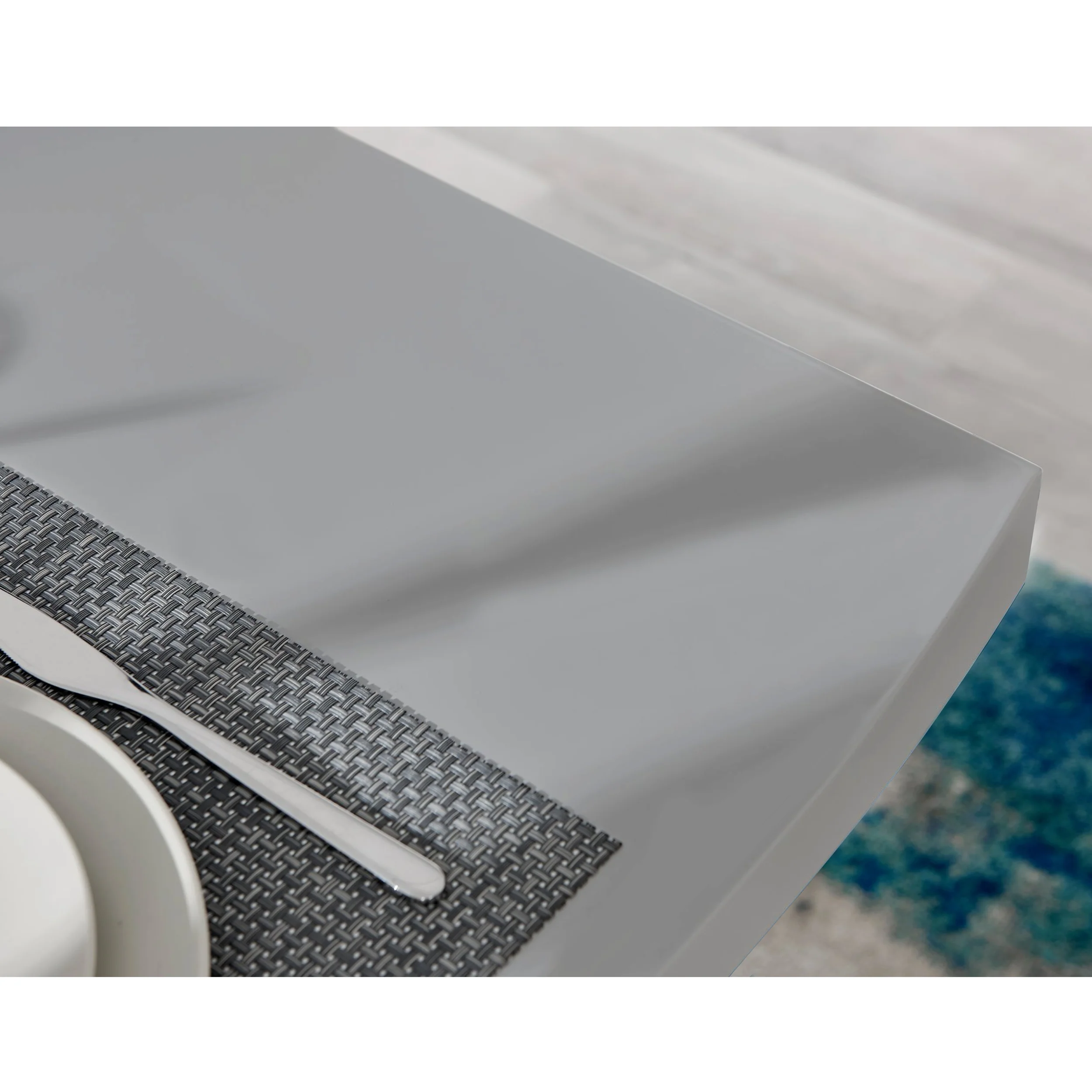 Dunloe - 140cm Large Grey High Gloss Dining Table - Image 4
