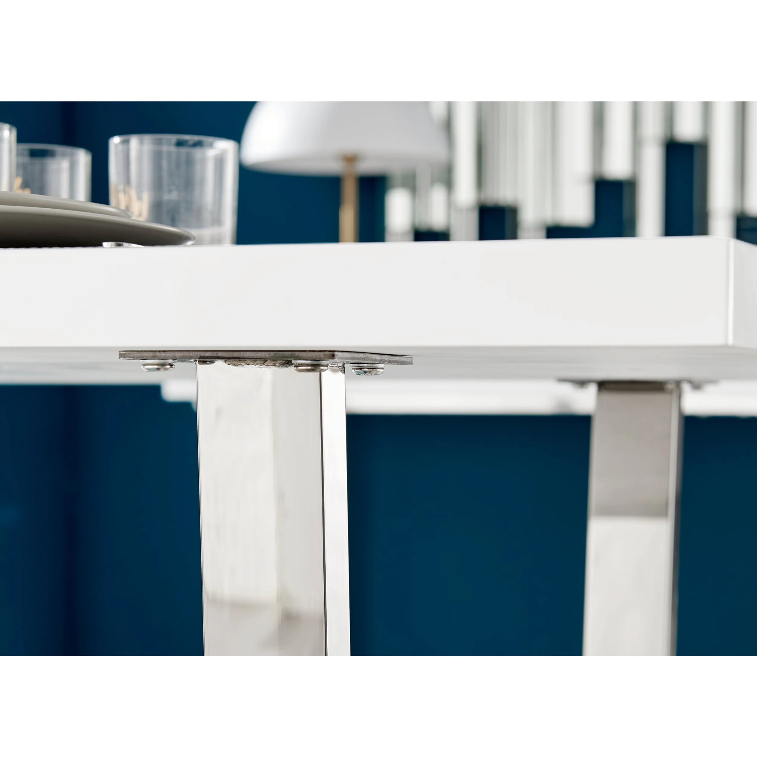 Dunloe - 140cm Large White High Gloss Dining Table - Image 4