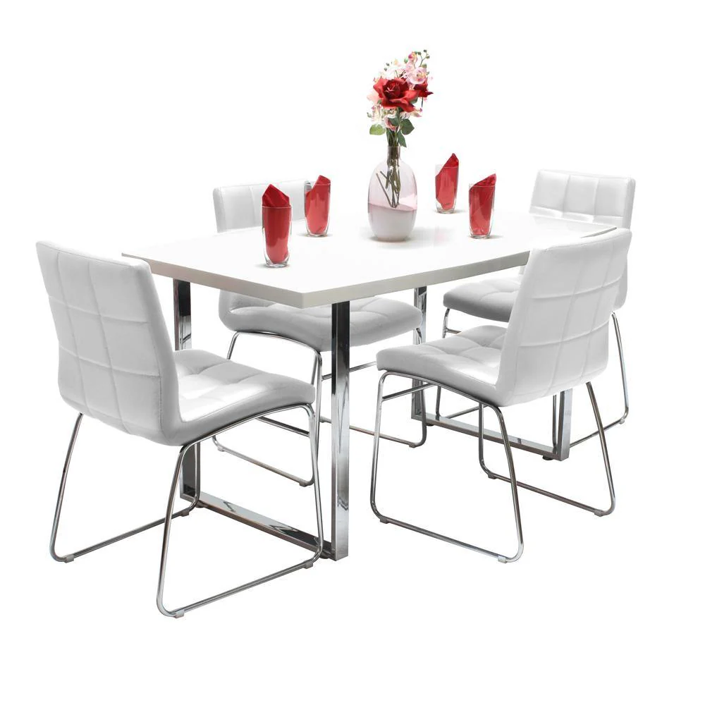 Dunloe White Table & 4 Sled Chairs - Image 2