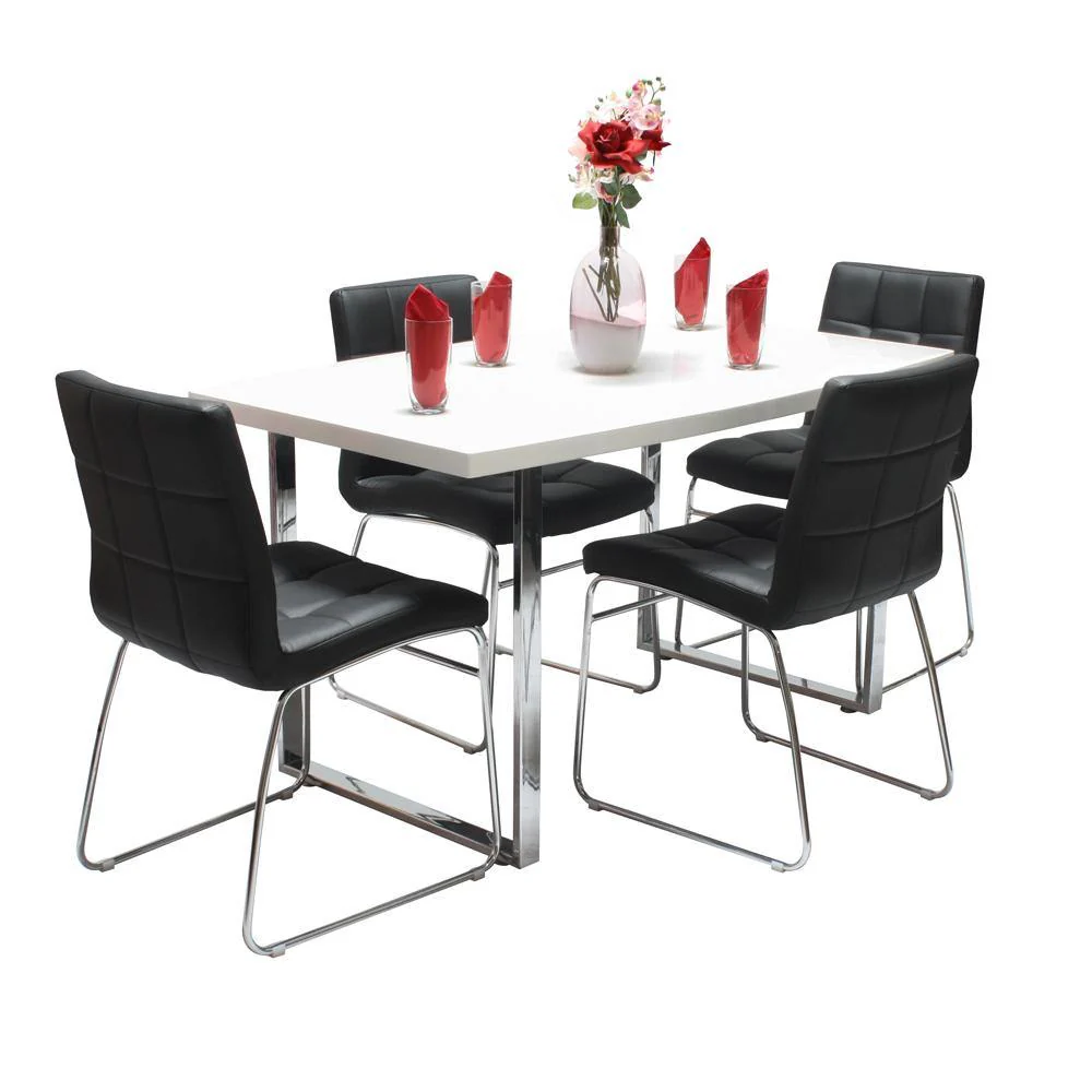 Dunloe White Table & 4 Sled Chairs - Image 3