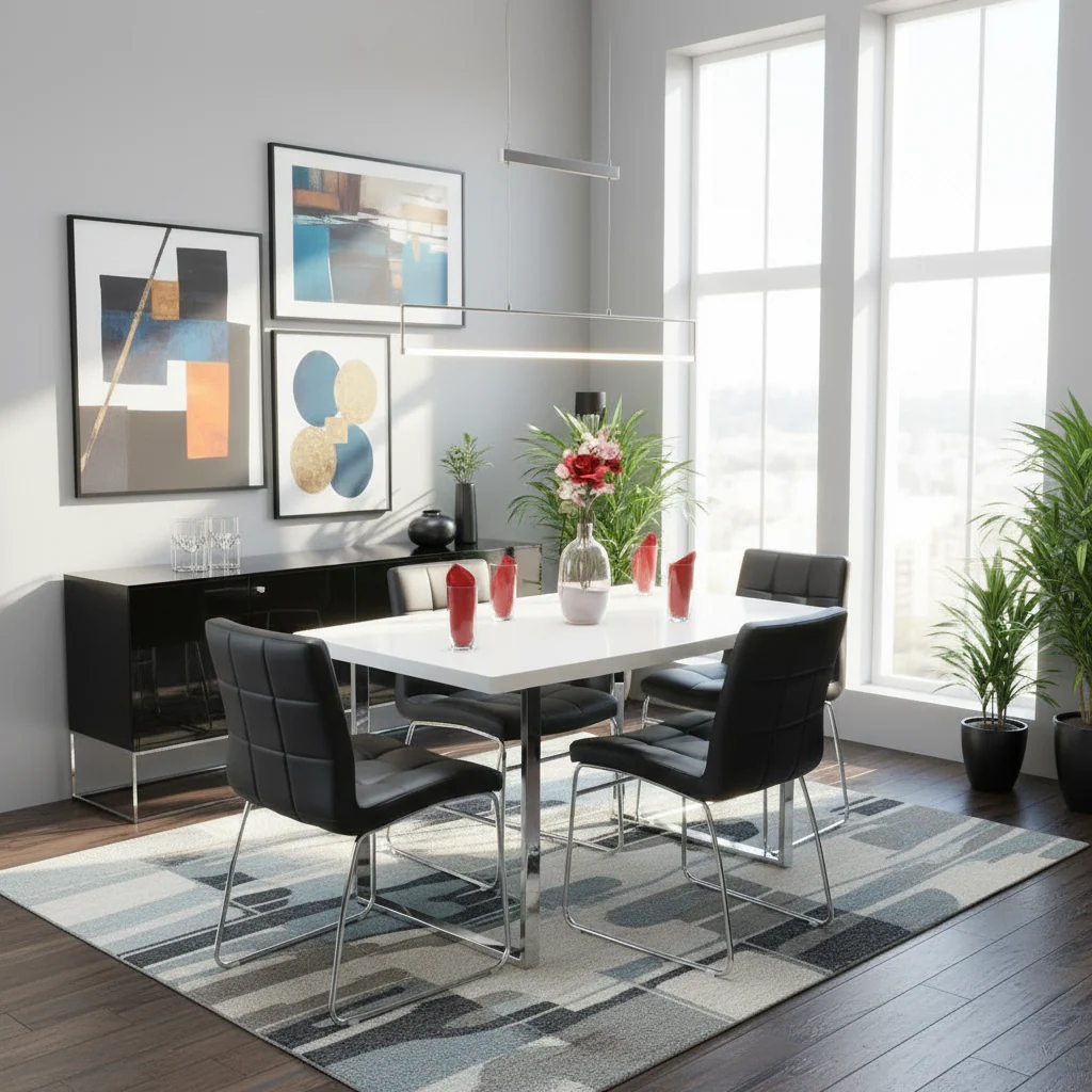 Dunloe White Table & 4 Sled Chairs - Image 7