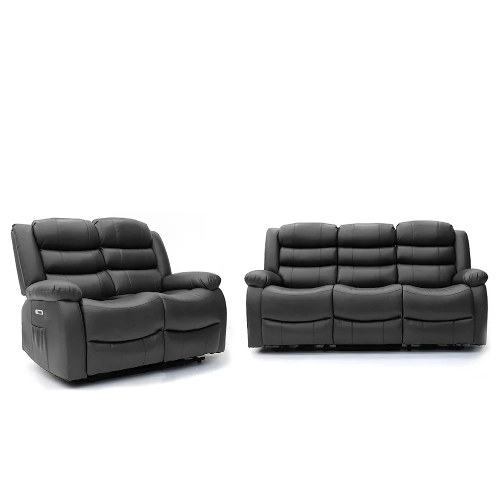 Electra - 3+2 Black Electric Recliner Suite with Drinks Tray