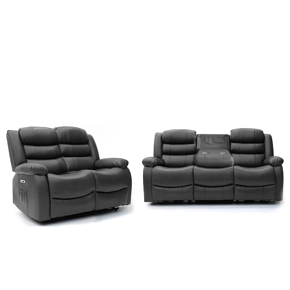 Electra - 3+2+1  Black Electric Recliner Suite with  Drinks Tray - Image 3