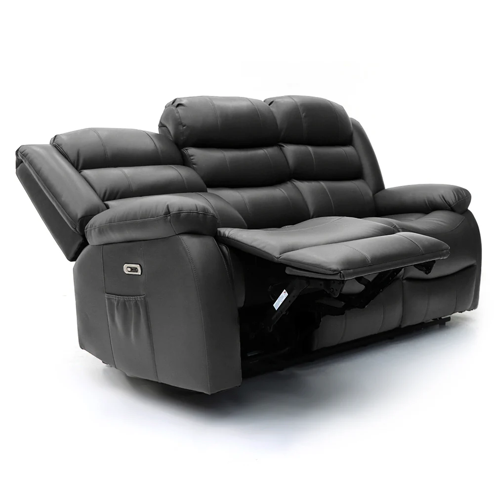 Electra - 3+2+1  Black Electric Recliner Suite with  Drinks Tray - Image 4
