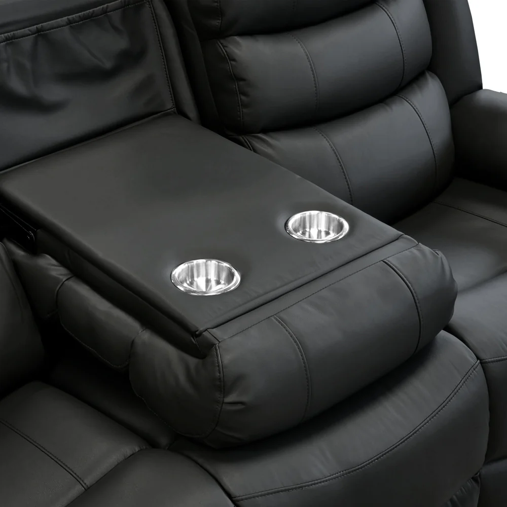 Electra - 3+2+1  Black Electric Recliner Suite with  Drinks Tray - Image 9