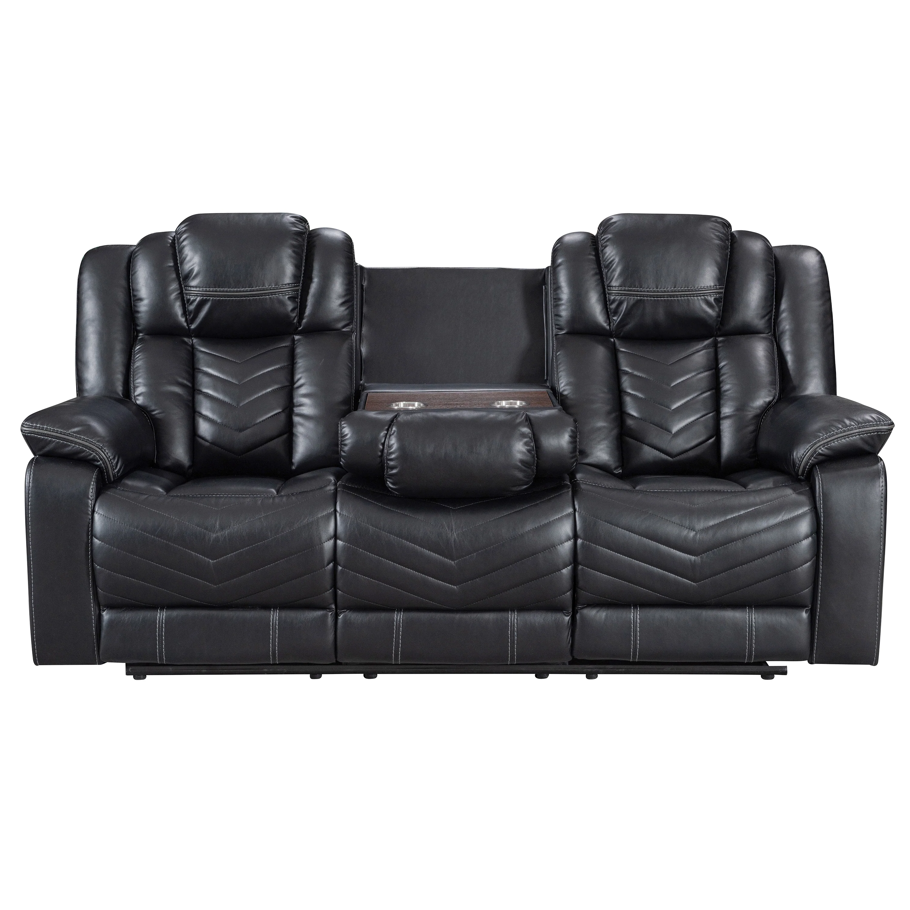 Godiva 3-2 Black Reclining Suite with Console - Image 4