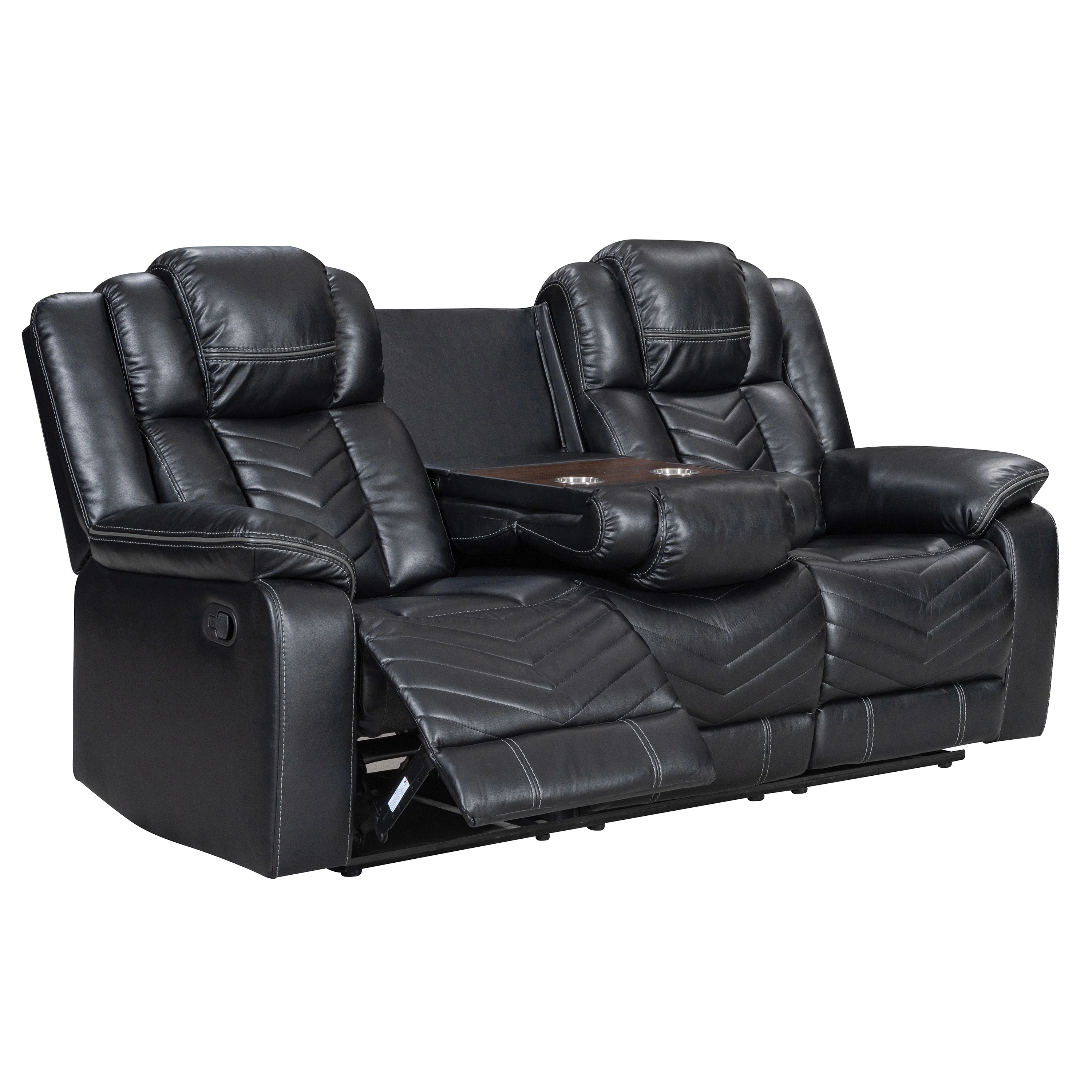 Godiva 3-2 Black Reclining Suite with Console - Image 6