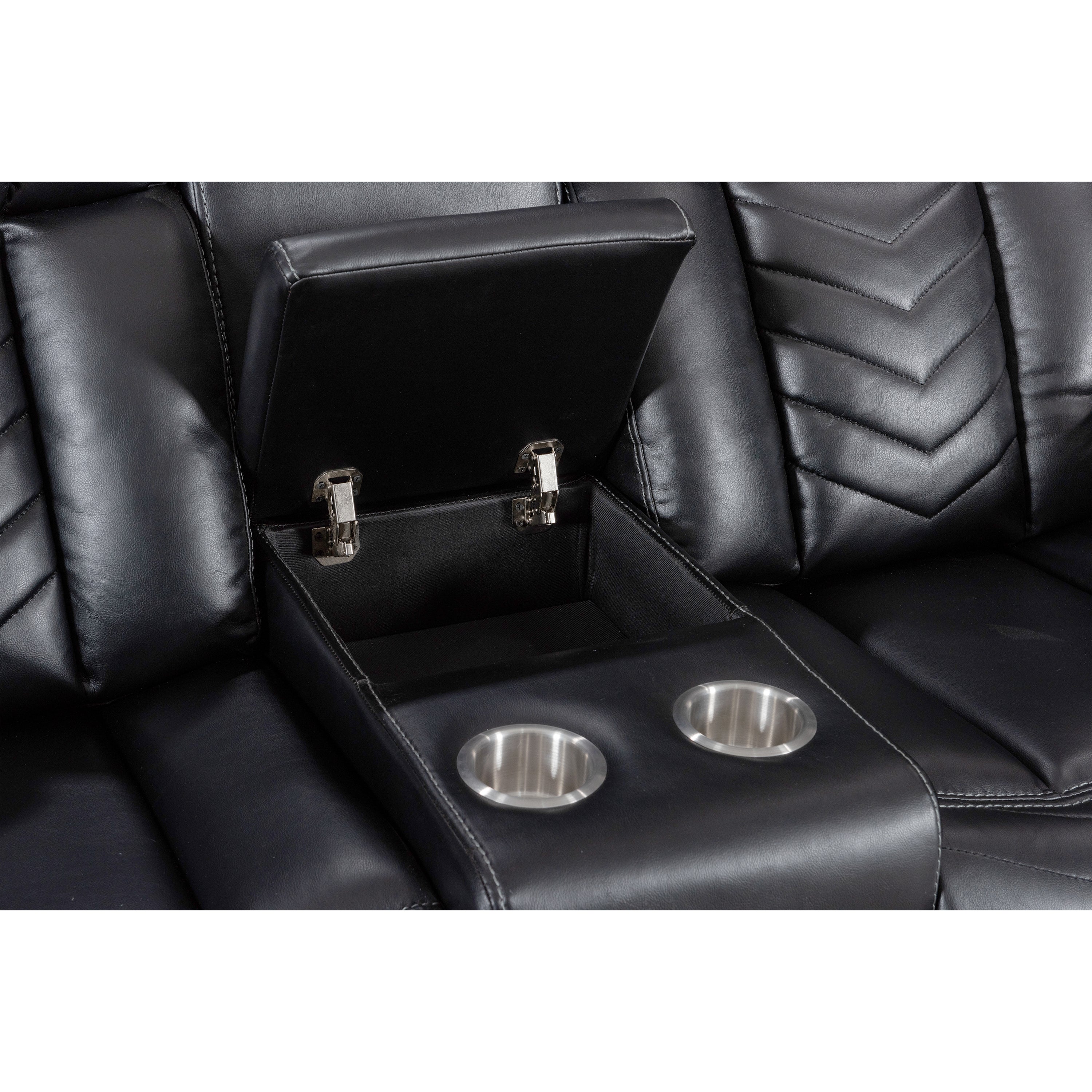 Godiva 3-2 Black Reclining Suite with Console - Image 7