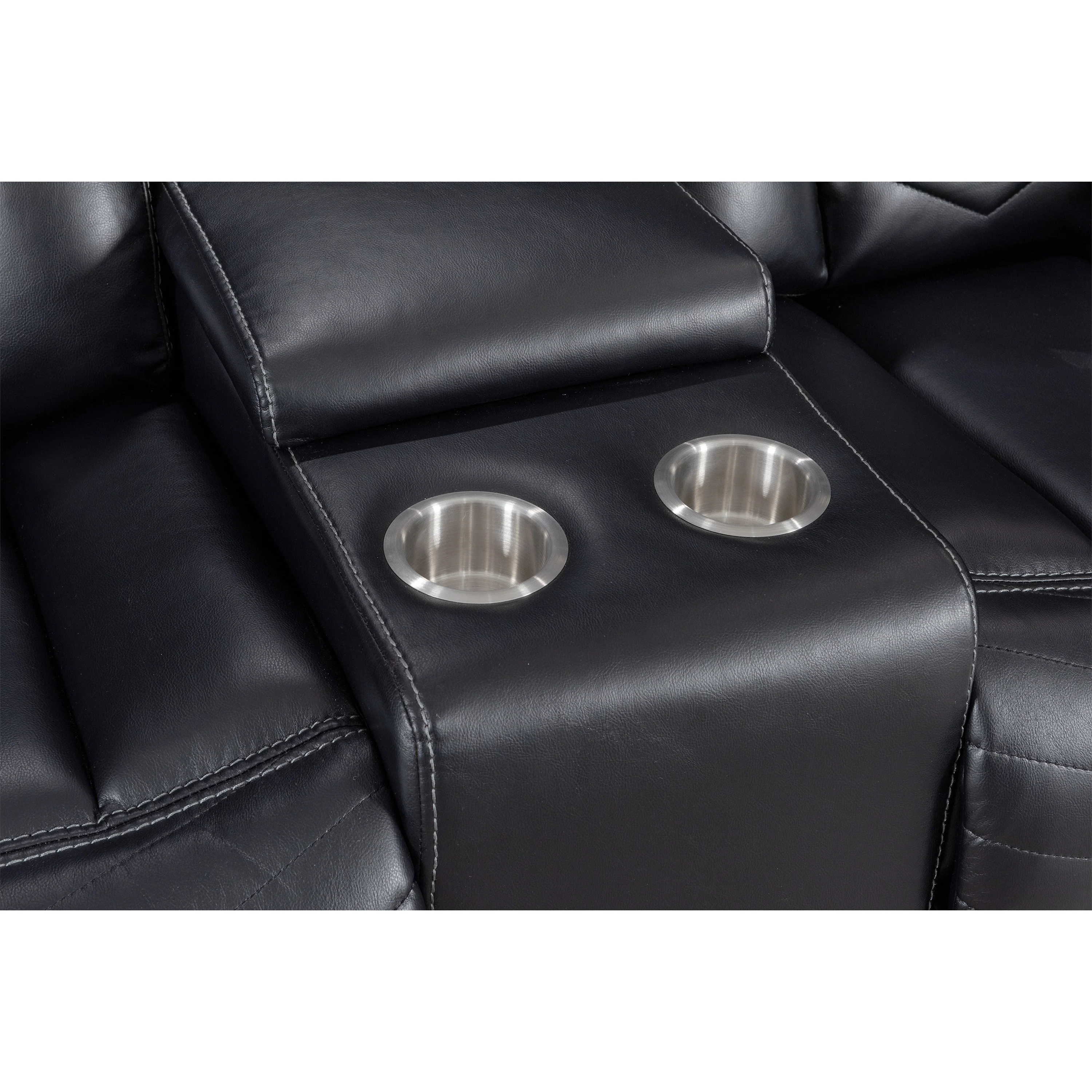Godiva 3-2 Black Reclining Suite with Console - Image 8