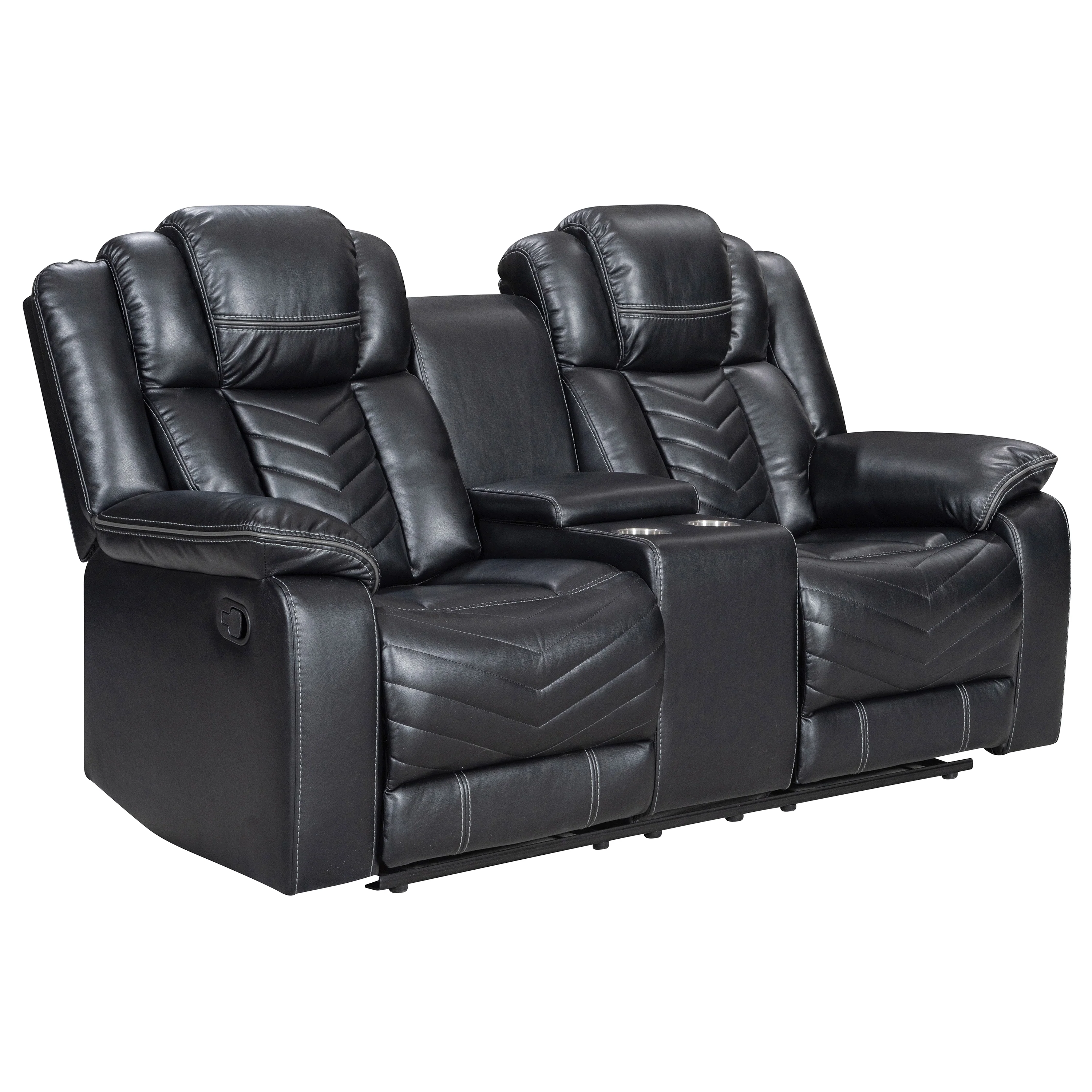 Godiva 3-2 Black Reclining Suite with Console - Image 9
