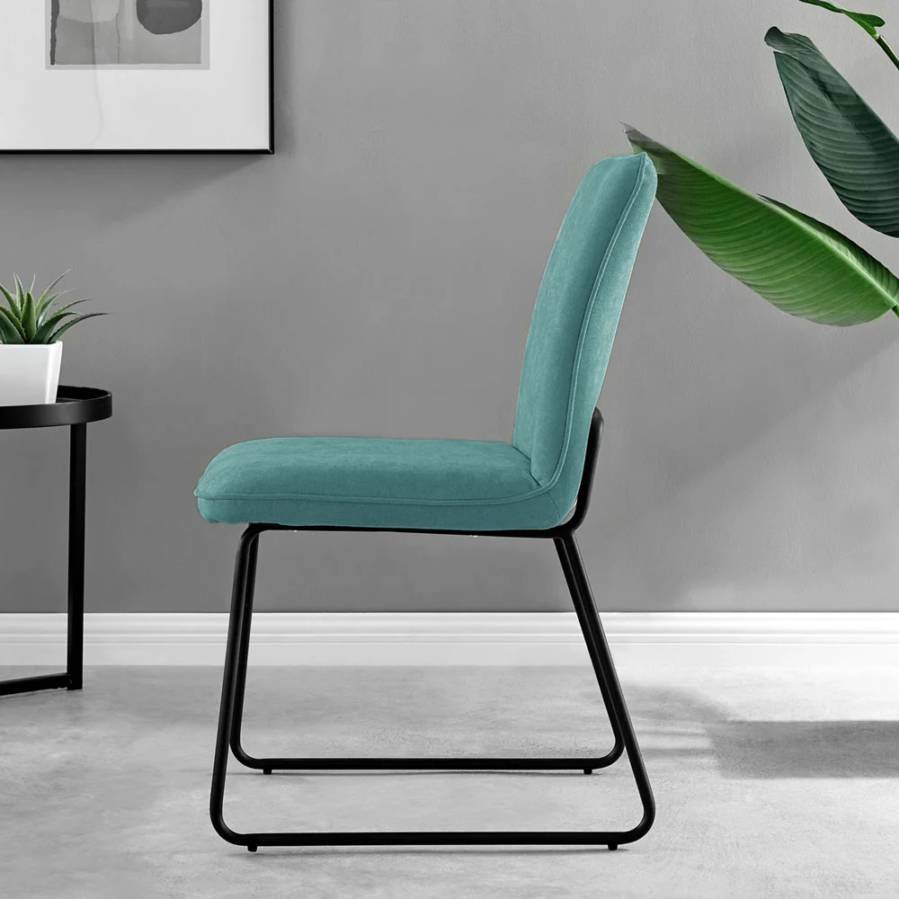 Halle - Turquoise Fabric Black Leg Dining Chair - Image 5