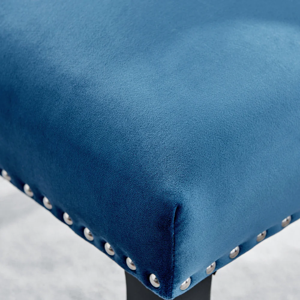 Hilton - Navy Blue Velvet Upholstered Buttoned Dining Chair - Image 5