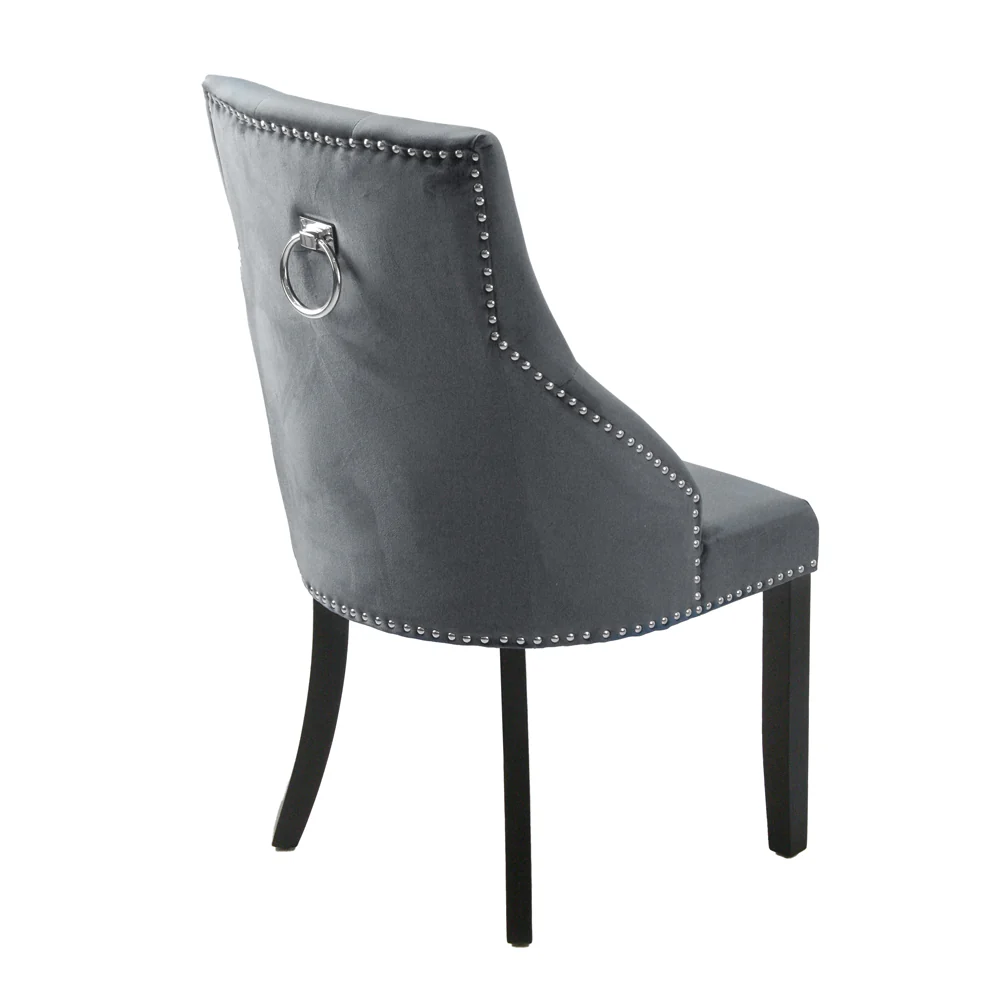 Hilton - Grey Velvet Upholstered Buttoned Dining Chair - Image 2