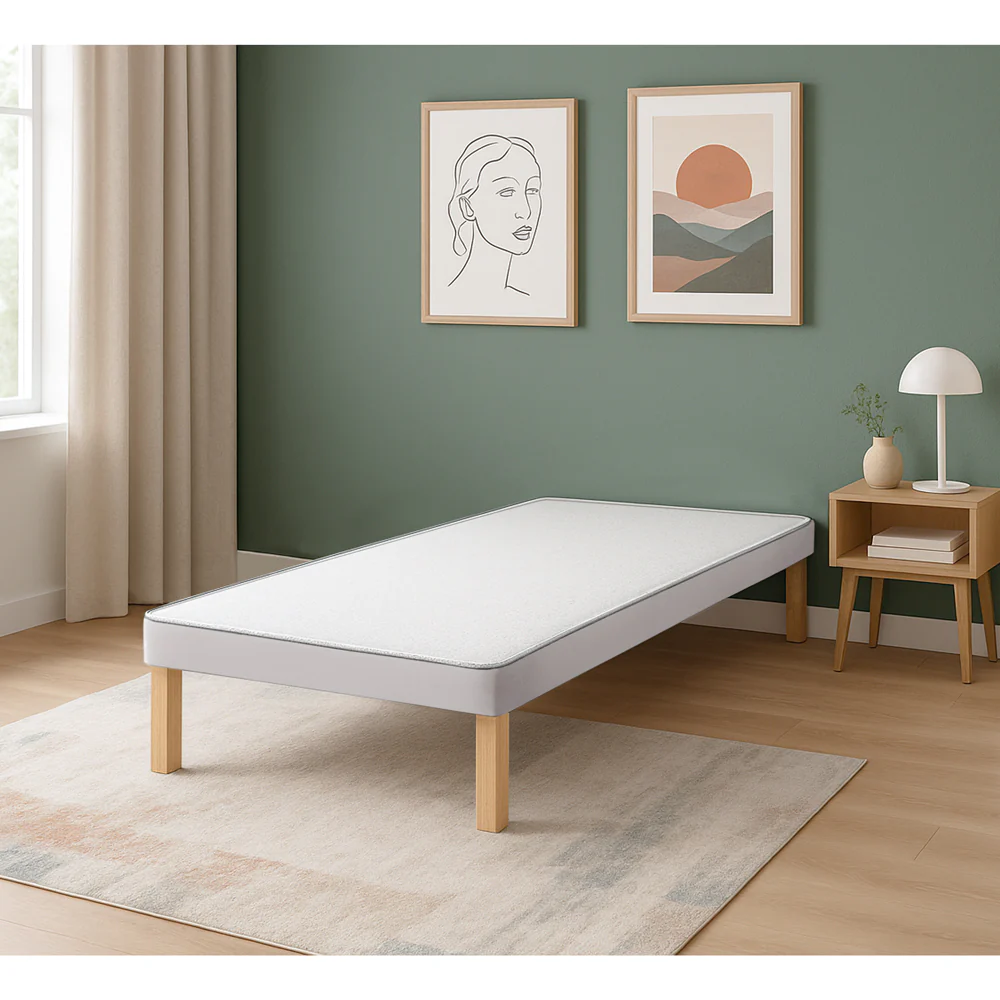 HL - Light Grey Plush Velvet Single Divan Base with Wooden Legs ( 3ft ) - Image 2
