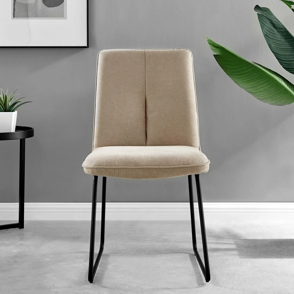 Halle - Beige Fabric Black Leg Dining Chair - Image 6