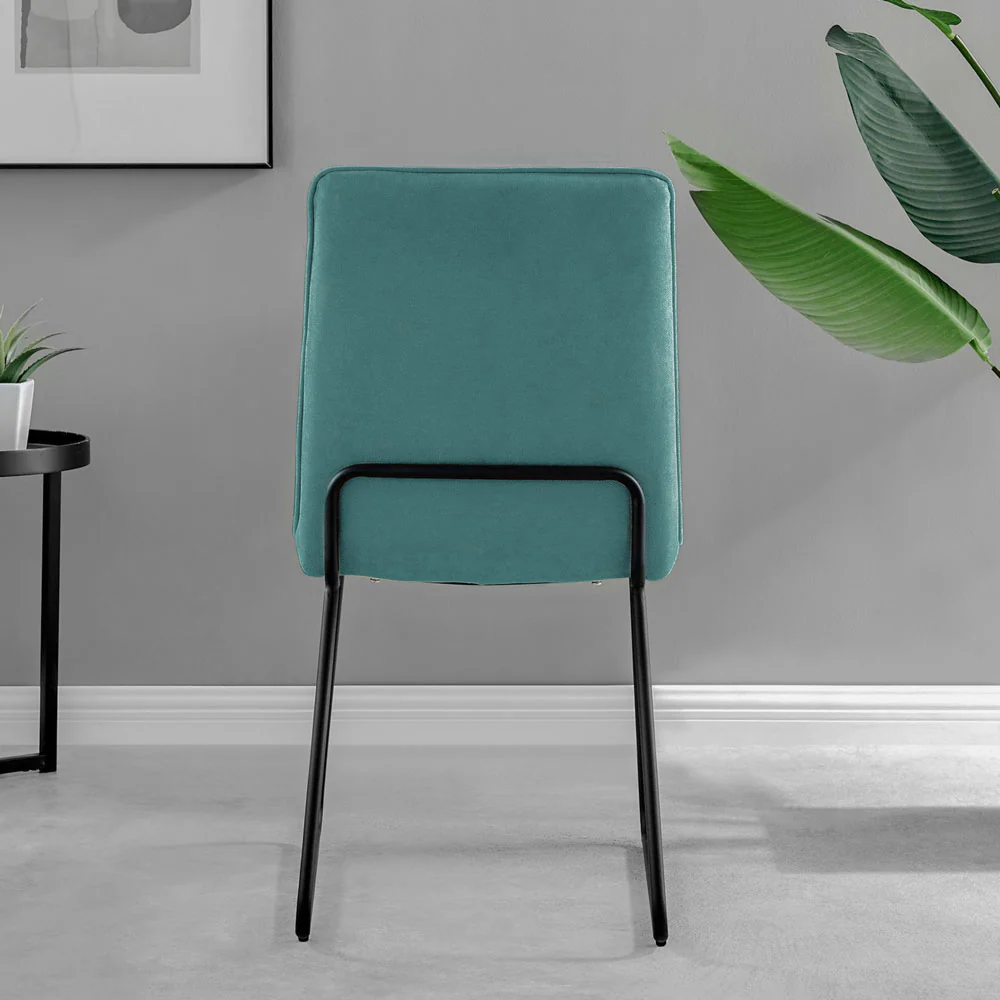 Halle - Turquoise Fabric Black Leg Dining Chair - Image 6