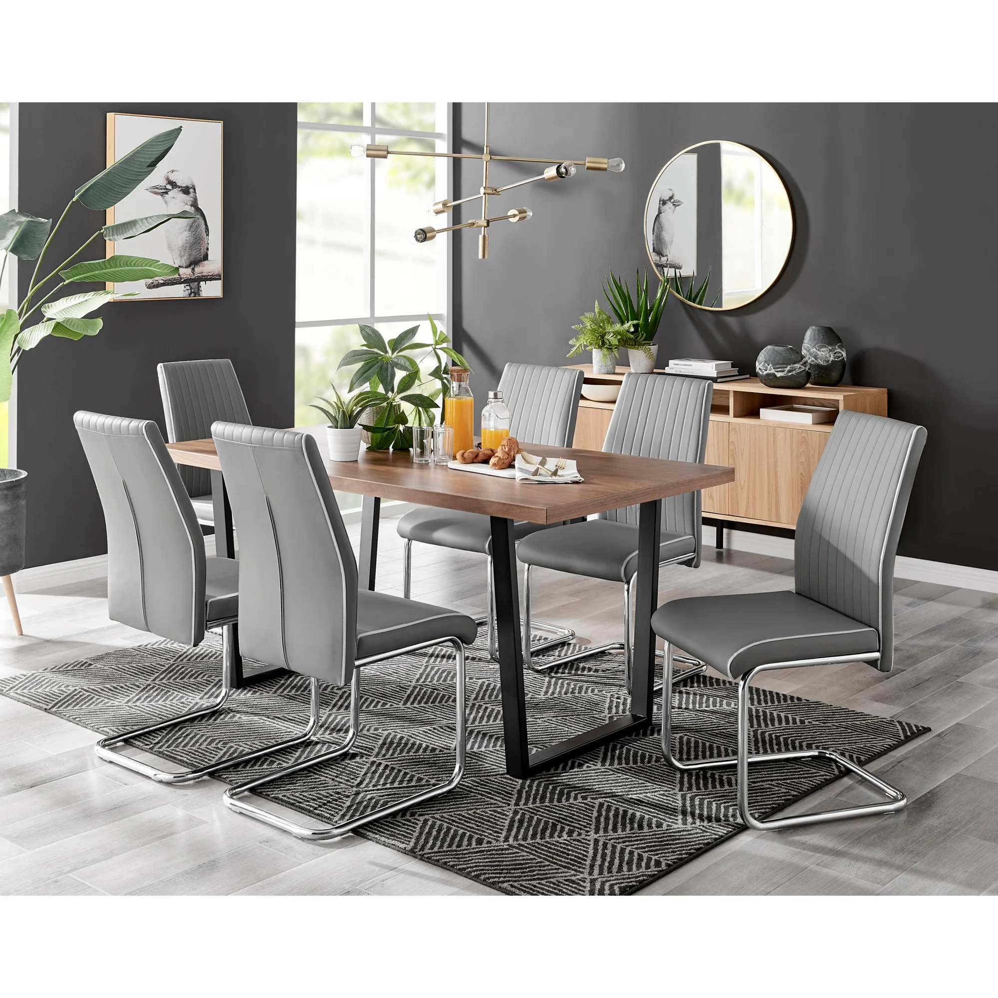 Kerry - Large Dark Oak Wood Effect Dining Table & Elba Chairs - Image 2