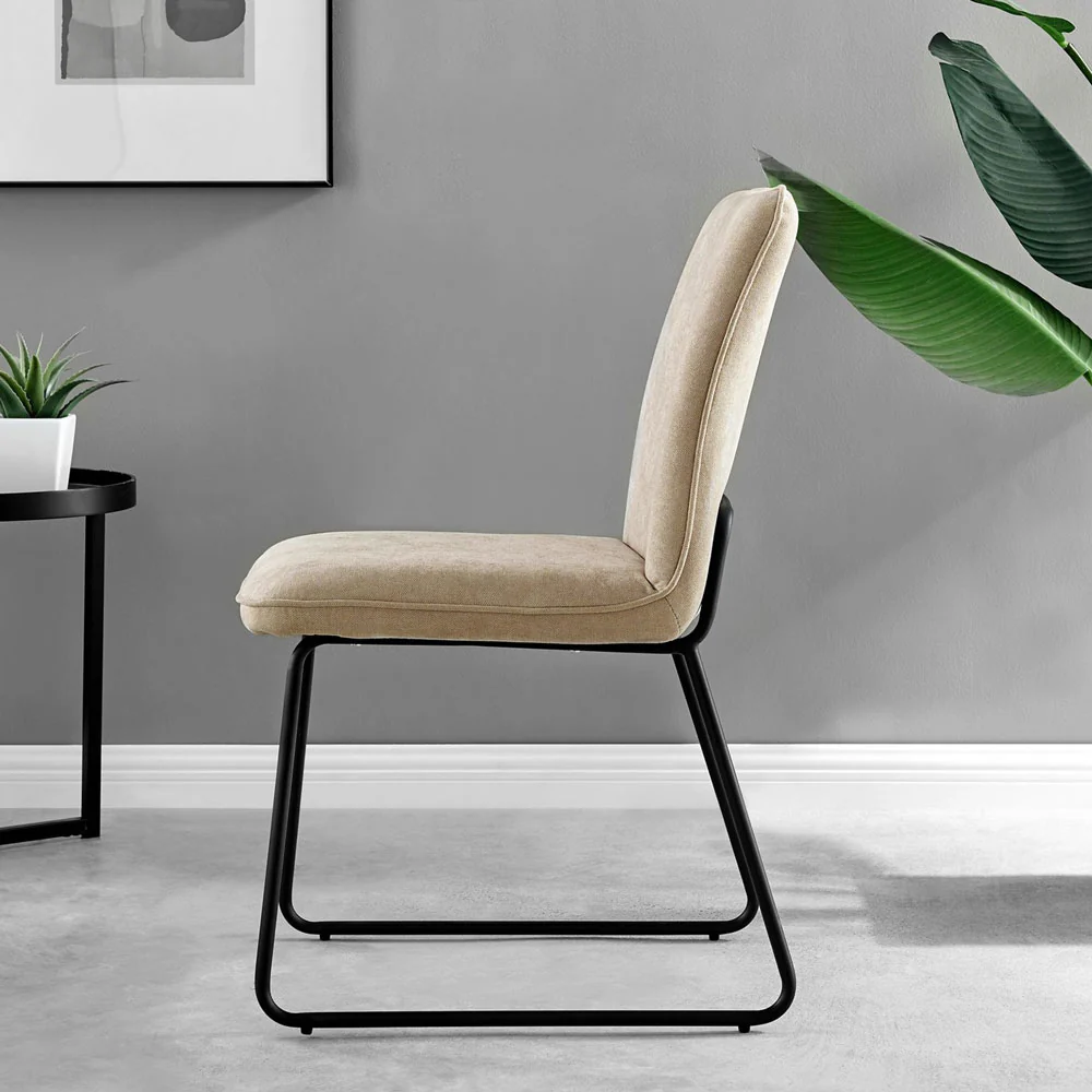Halle - Beige Fabric Black Leg Dining Chair - Image 4