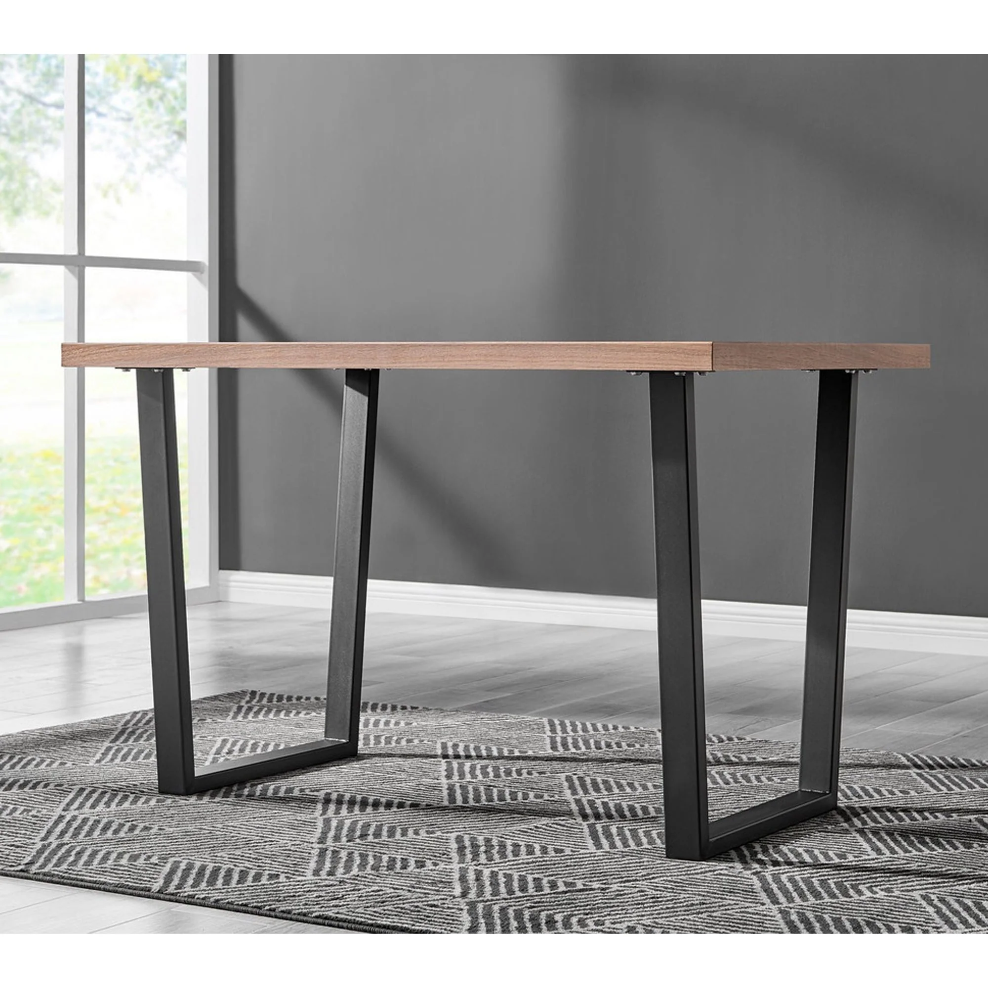 Kerry - Large Dark Oak Wood Effect Dining Table & Halle Beige Fabric Dining Chairs - Image 5