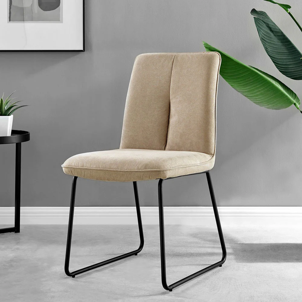 Halle - Beige Fabric Black Leg Dining Chair - Image 3