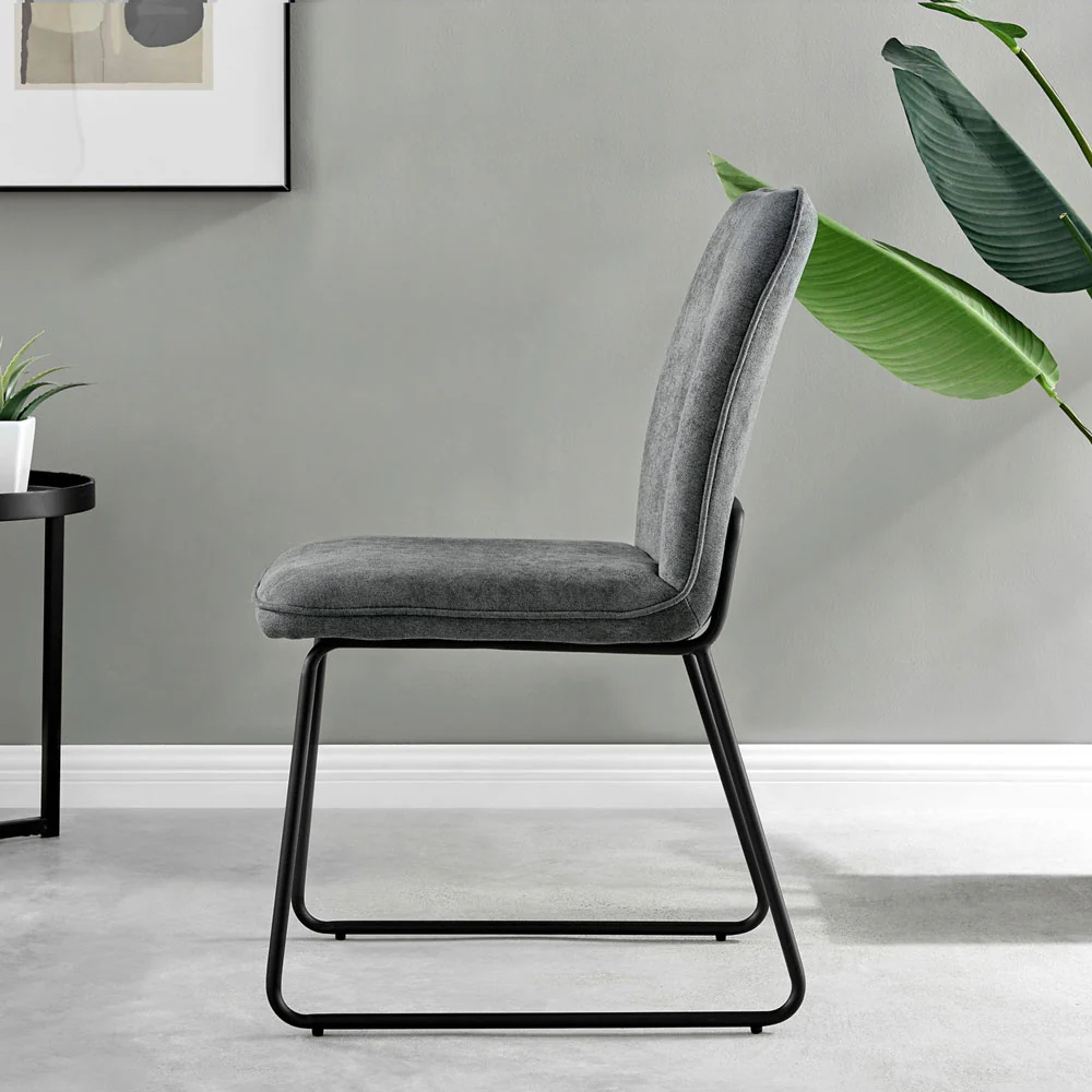 Kerry - Large Dark Oak Wood Effect Dining Table & Halle Grey Fabric Dining Chairs - Image 9