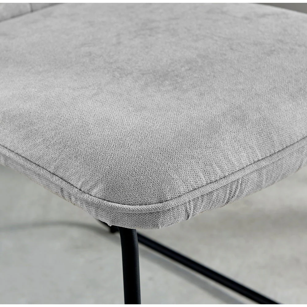 Halle - Light Grey Fabric Black Leg Dining Chair - Image 4