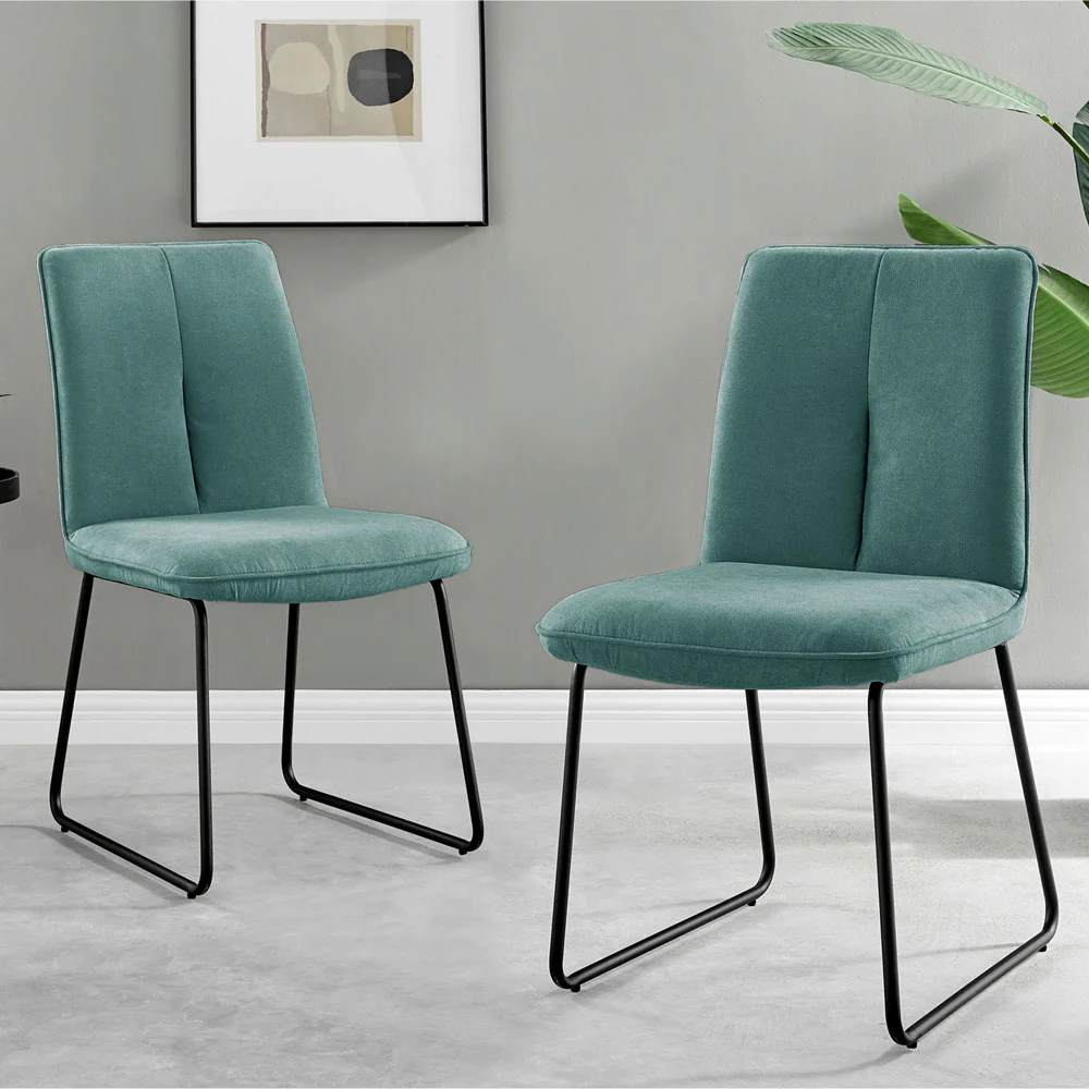 Avery - Extending Dining Table & Halle Turquoise Fabric Dining Chairs - Image 9