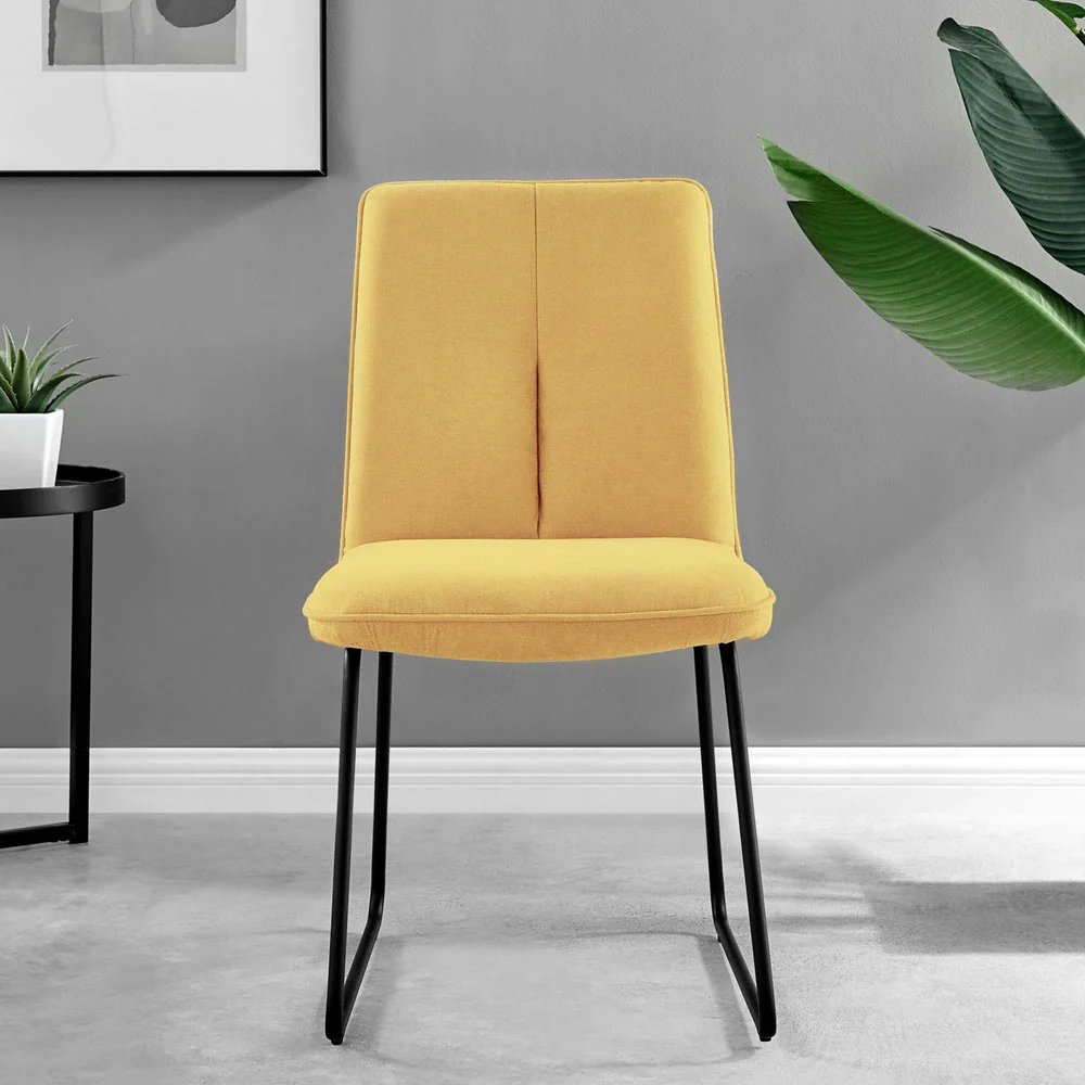 Halle - Mustard Fabric Black Leg Dining Chair - Image 5