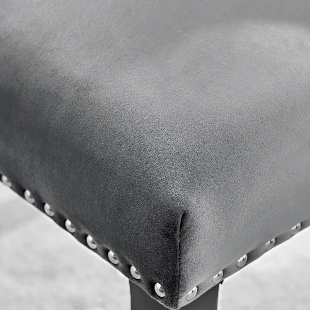 Hilton - Grey Velvet Upholstered Buttoned Dining Chair - Image 5